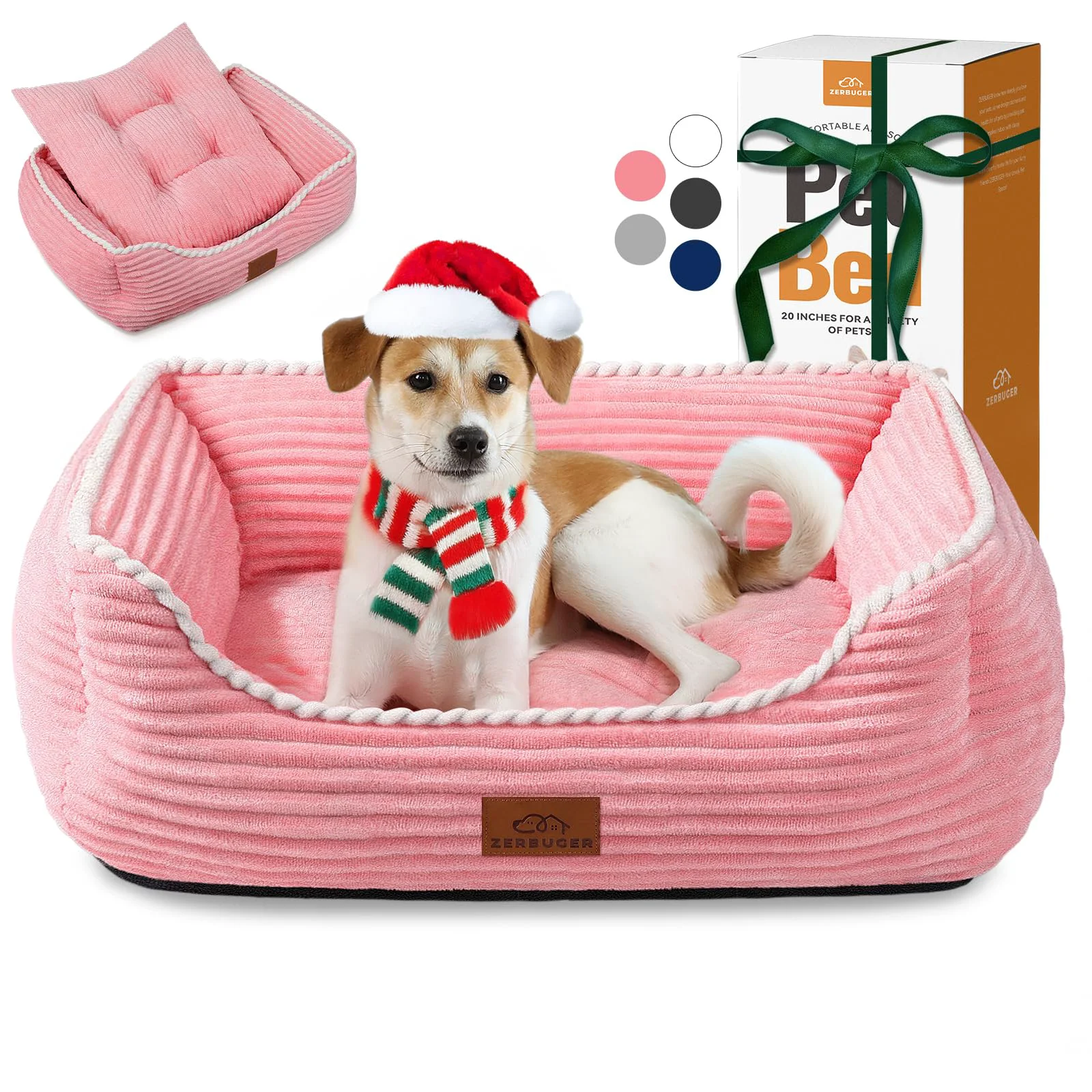 Sustainable Zerbuger Orthopedic Large Dog Bed – Supportive Foam Removable Mat Non-Slip Pink Elite