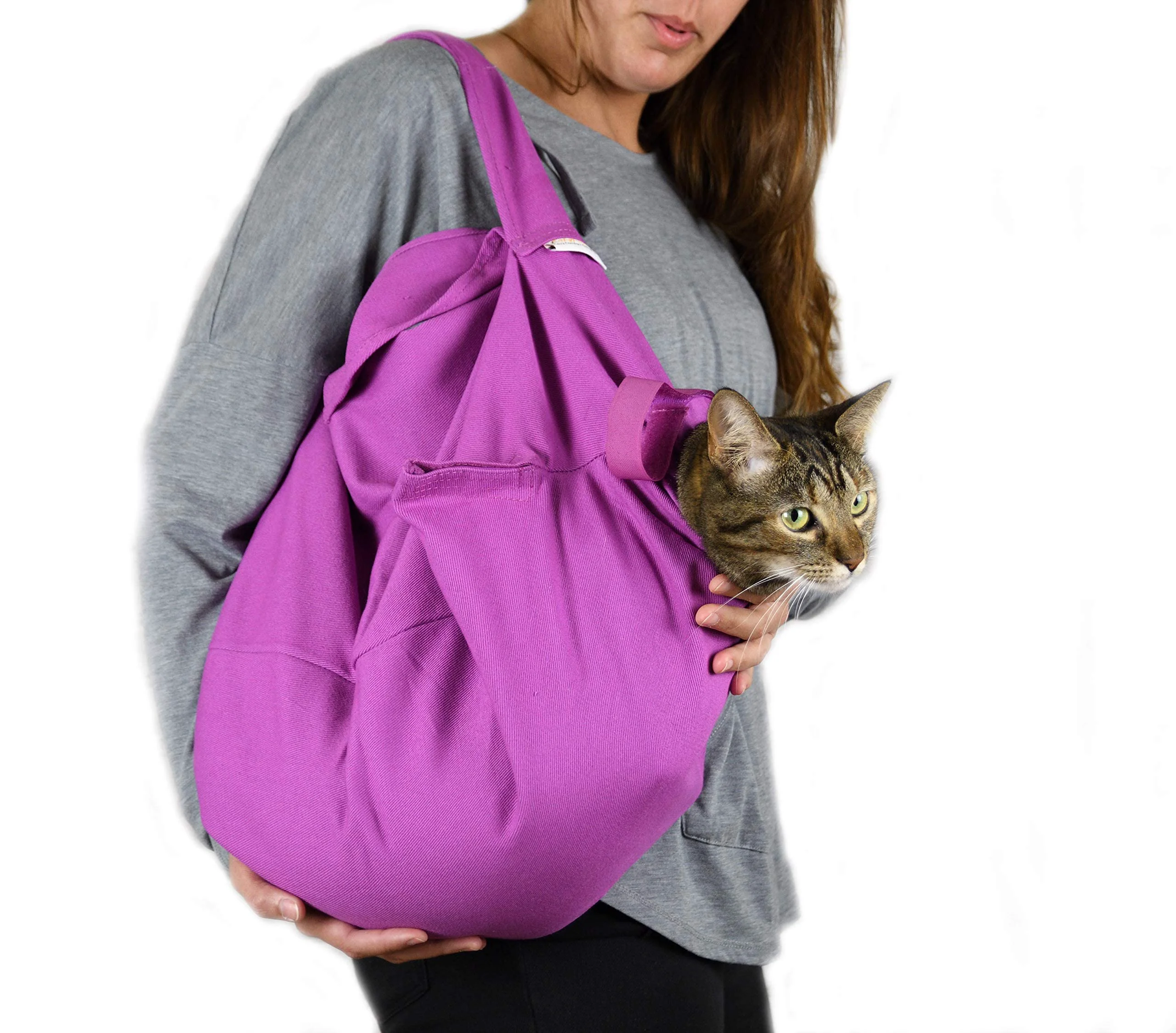Dependable Cat-in-the-Bag Cozy Comfort Carrier – Large Lavender Cat Carrier for Grooming Vet Visits Travel Modern