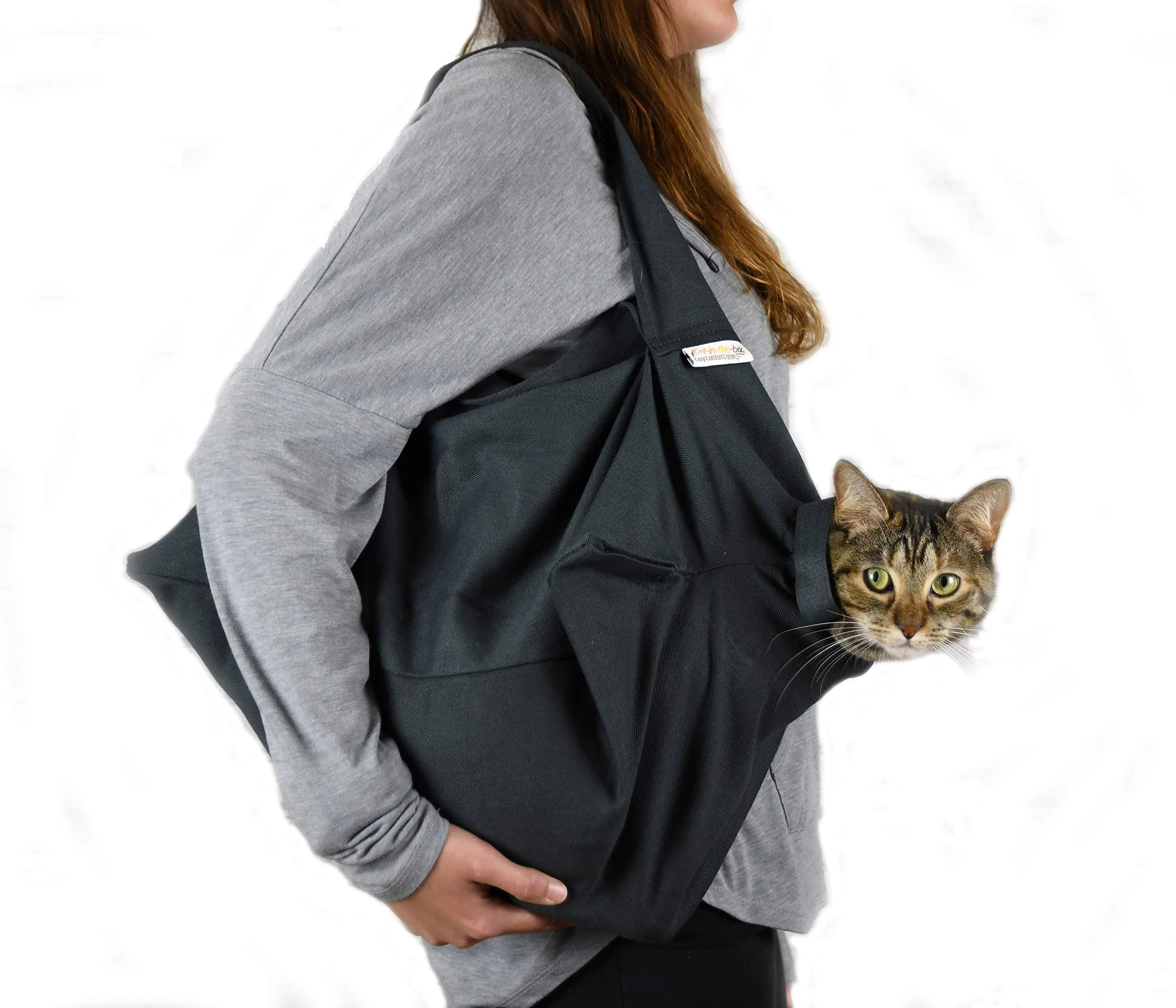 World-Class Cat-in-the-Bag Cozy Comfort Carrier — Small Charcoal Cat Carrier for Grooming Vet Visits and Travel Original