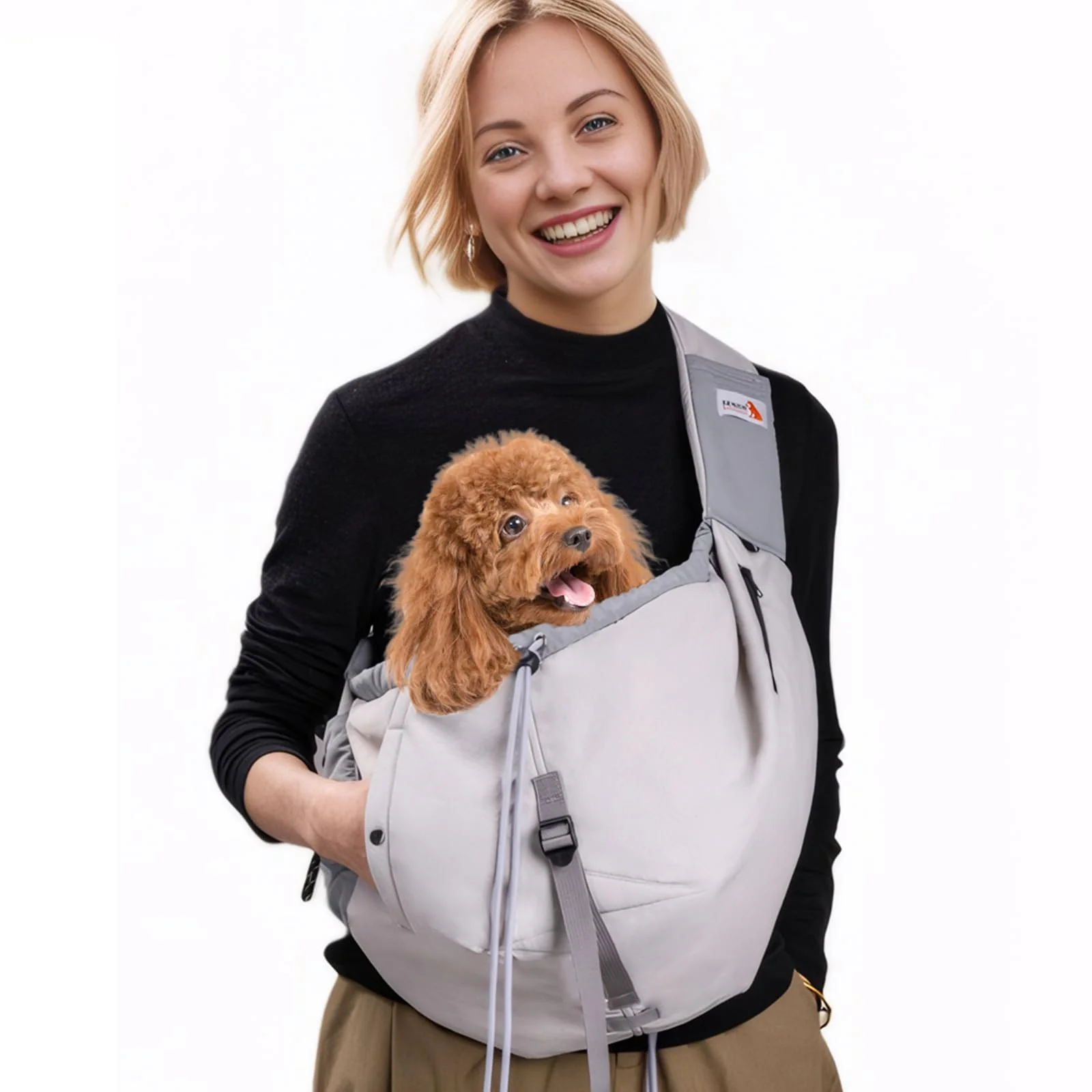 Secure SENIOR BUDDAY Dog Carrier Sling for Small Dogs Cats Up to 20lbs Hands- Grey Crafted