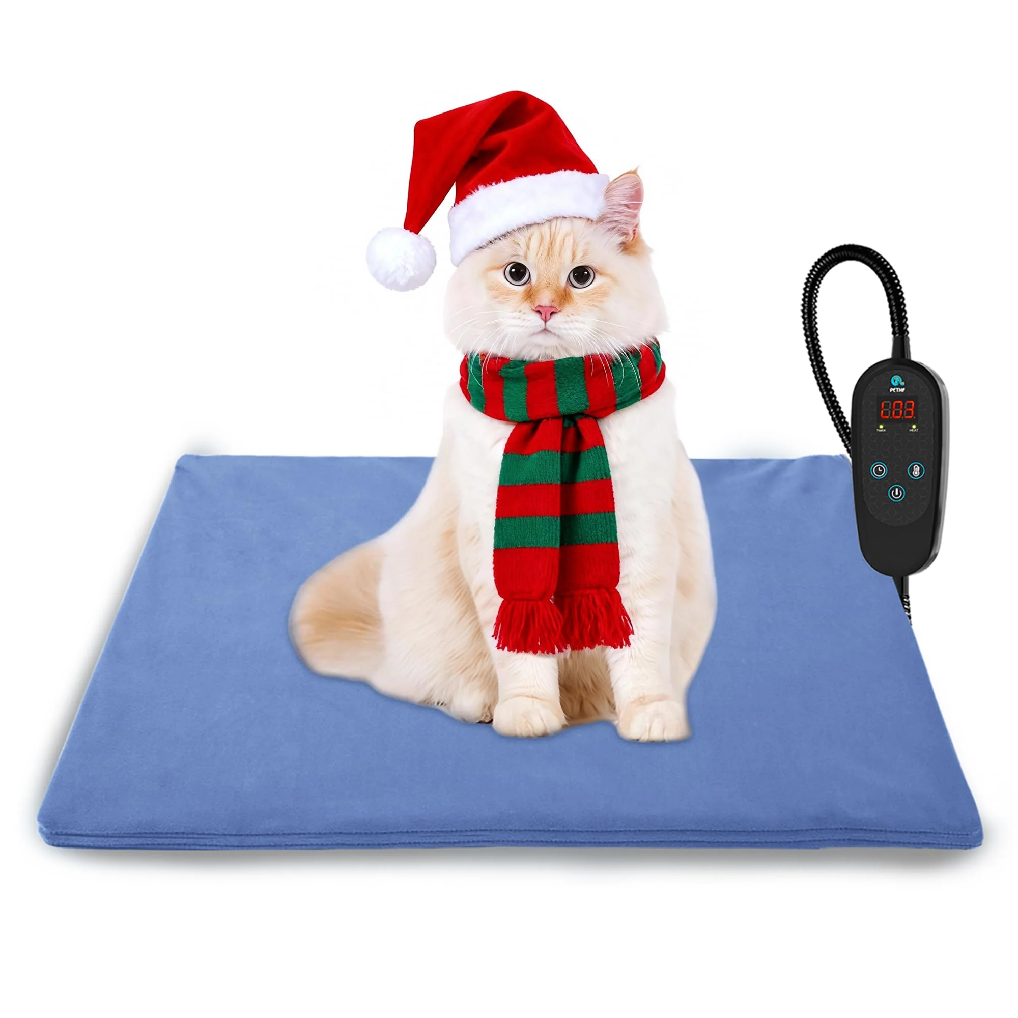 Official PETNF Pet Heating Pad with Timer – Temperature Adjustable Anti-Bite Waterproof Indoor Heated Bed for Dogs Cats Prestigious