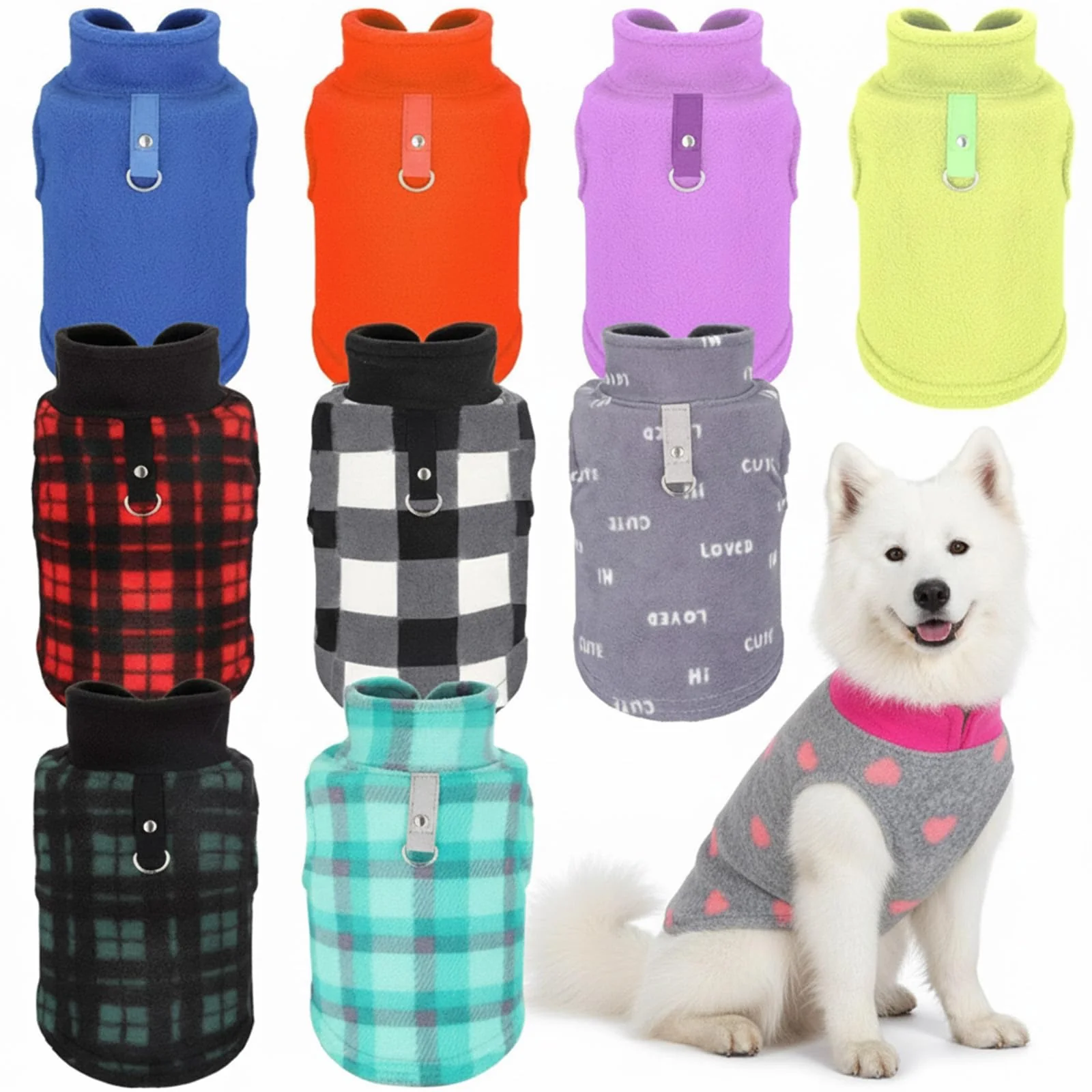 Effective Reginary 10 Pack 3XL Fleece Dog Sweaters with Leash Ring – Warm Winter Plaid Shirts Authentic
