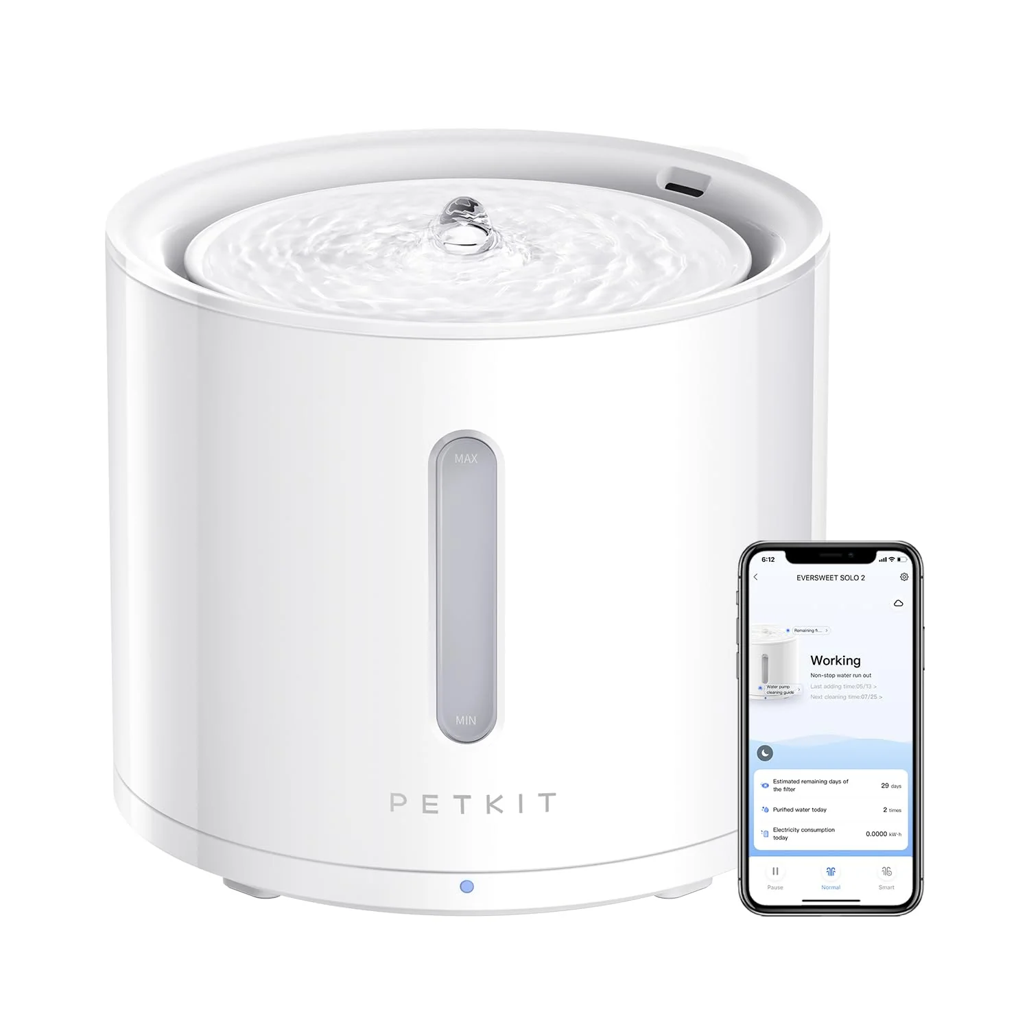 Smooth PETKIT EVERSWEET Solo 2 Cat Water Fountain – Ultra Quiet 2L App Control 3 Modes Visualization Window Casual