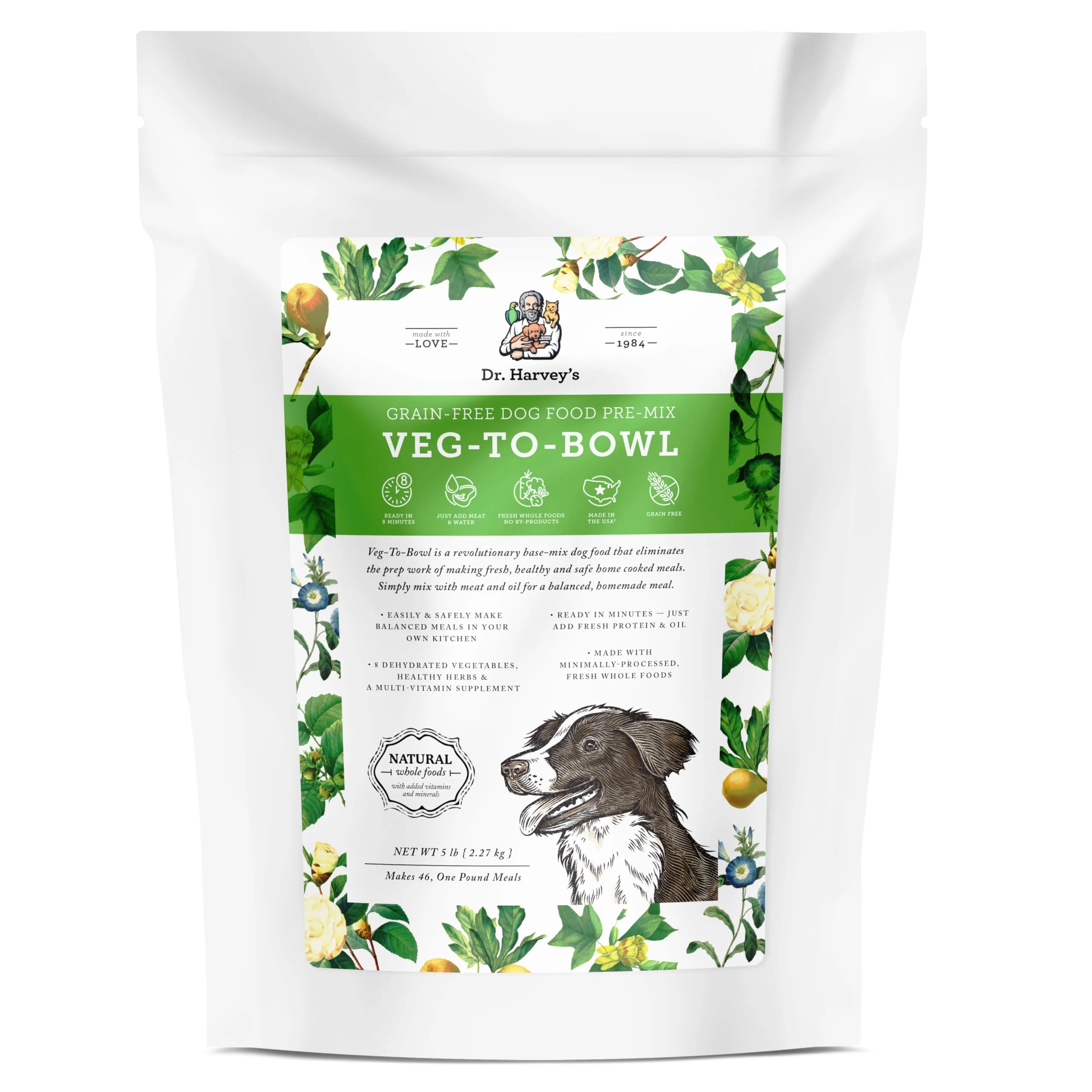 Elite Dr. Harvey s Veg-to-Bowl Pre-Mix Dog Food — Grain- Whole-Food Base 5 lb High-Grade