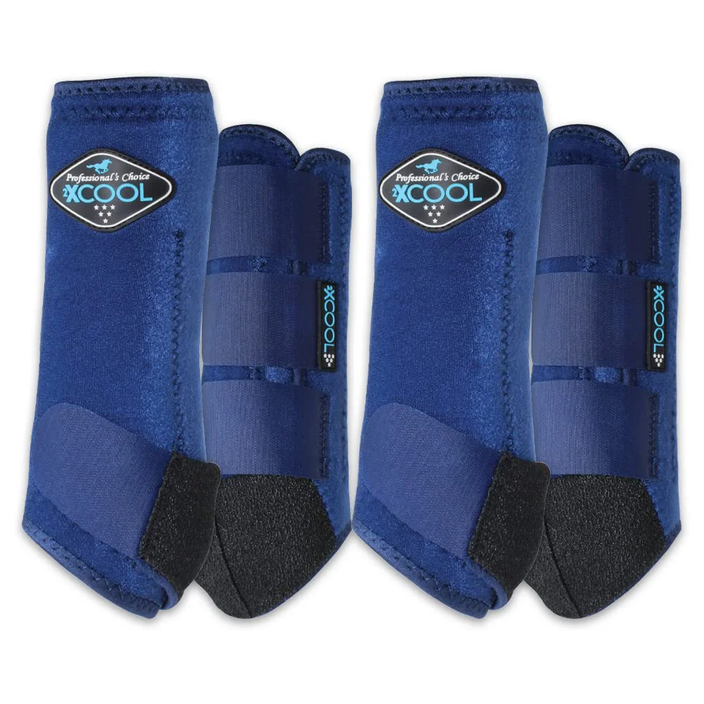 Genuine Professional’s Choice 2XCOOL Sports Medicine Horse Boots Protective Breathable 4-Pack – Medium Navy Smart