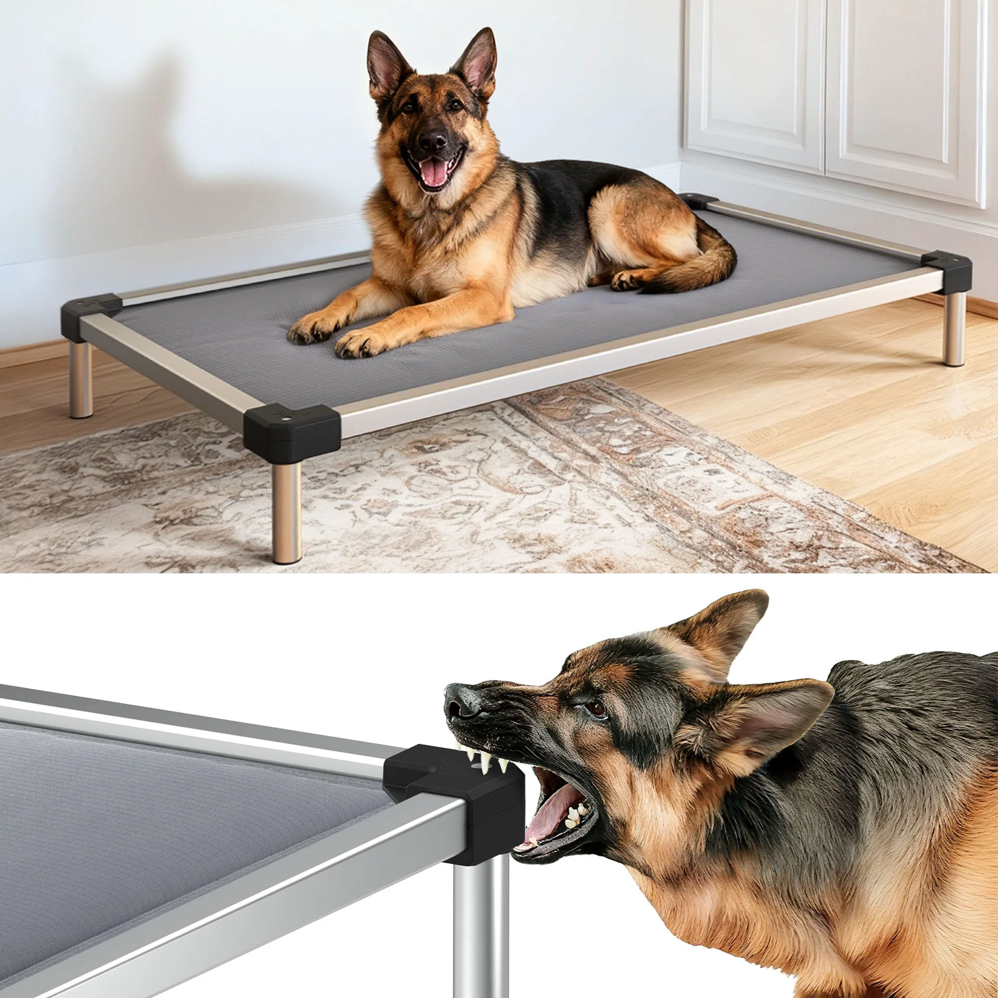 Clean FXW TitanNest Chew-Proof d Dog Bed – 50 x 31 in Gray Green