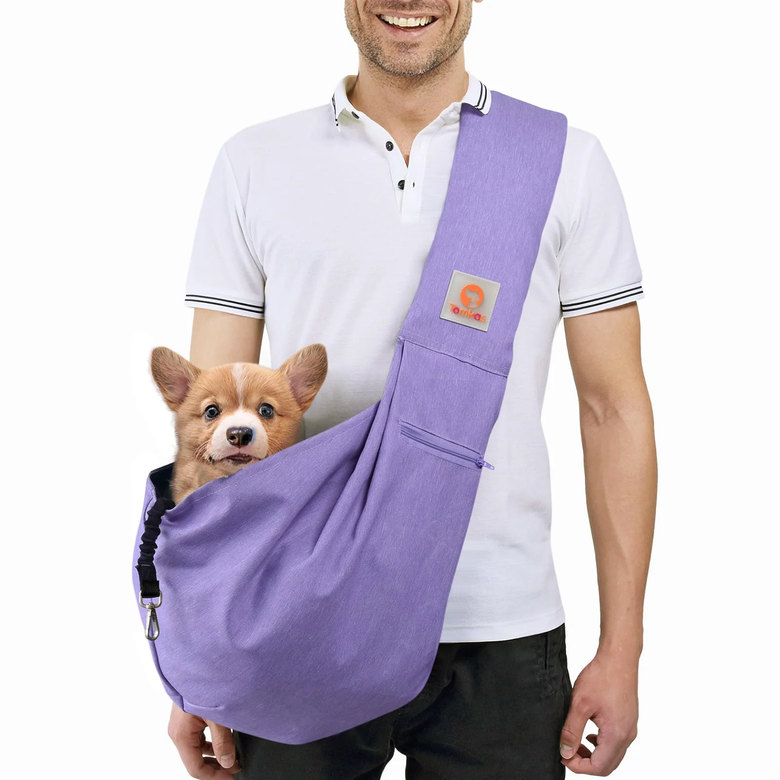 Natural TOMKAS Medium Padded Shoulder Strap Carrier Sling for Pets – Purple 8-15 lbs Organic