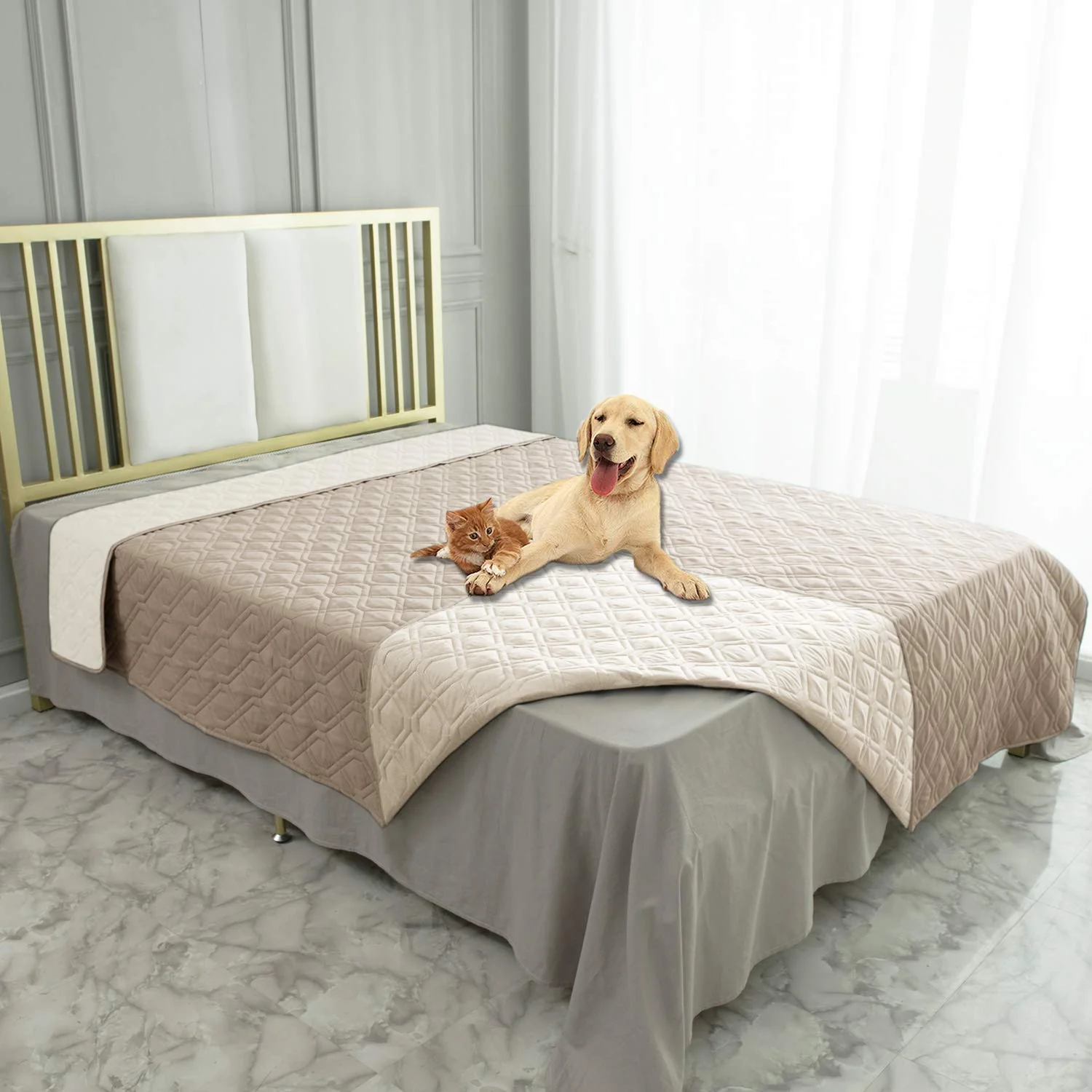 Verified Ameritex Waterproof Dog Bed Cover Reversible Pet Blanket for Furniture Sofa Couch User-Friendly