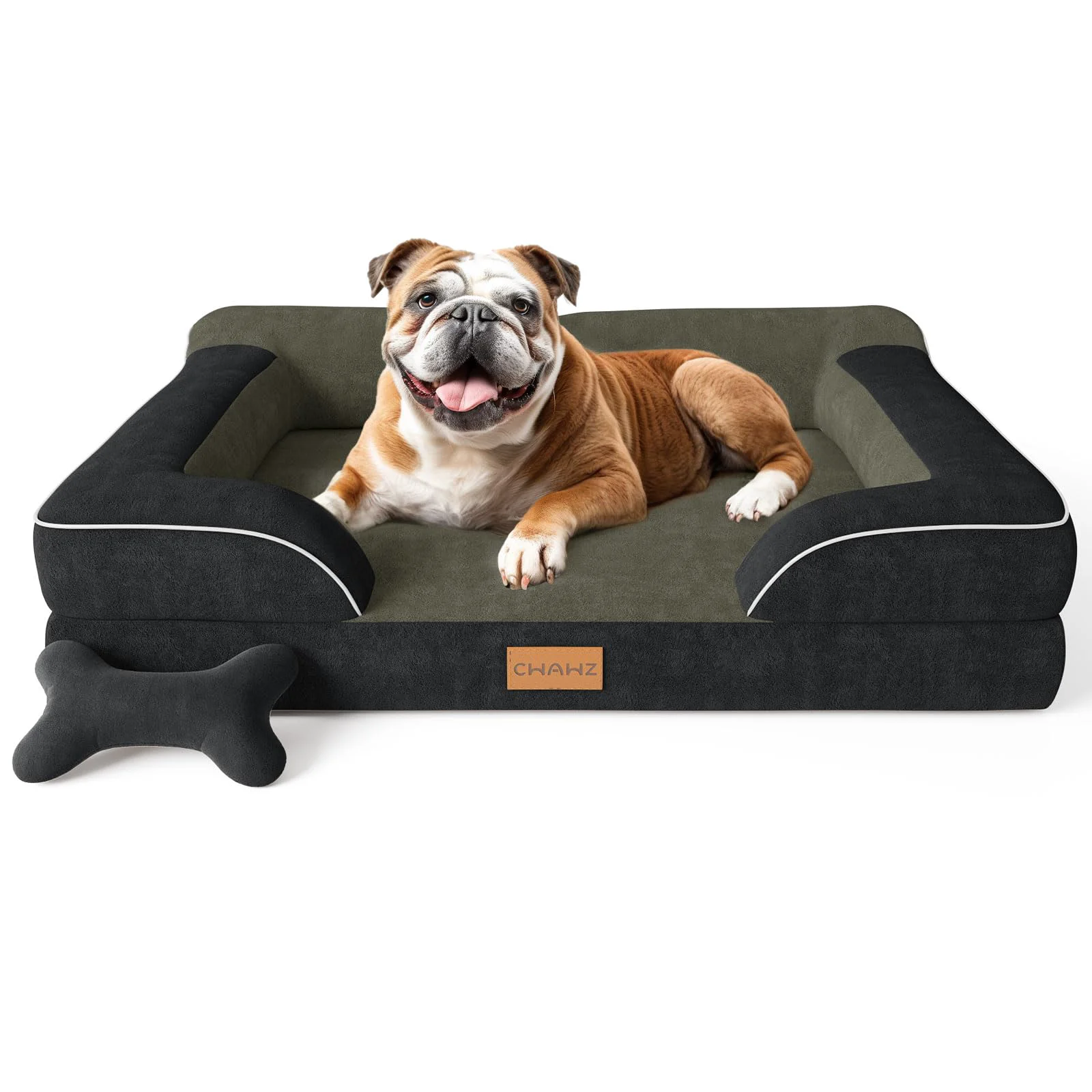 Lightweight CWAWZ Large Dog Bed – Orthopedic Cooling Gel Memory Foam Waterproof 36-inch Dutch Velvet Bed with Bone Toy Responsible