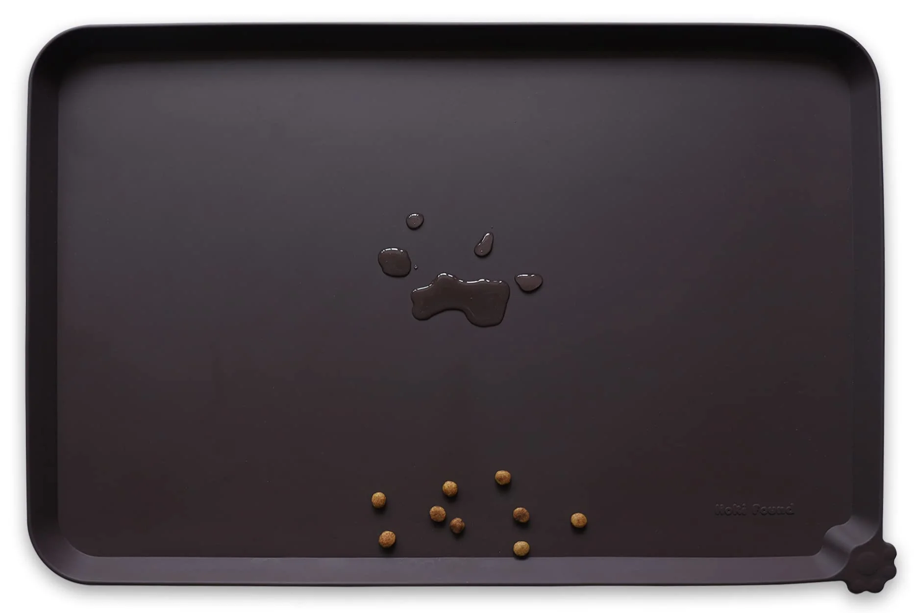 Exceptional Hoki Found X-Large Silicone Non-Slip Pet Feeding Mat – Waterproof Dark Oak Solid