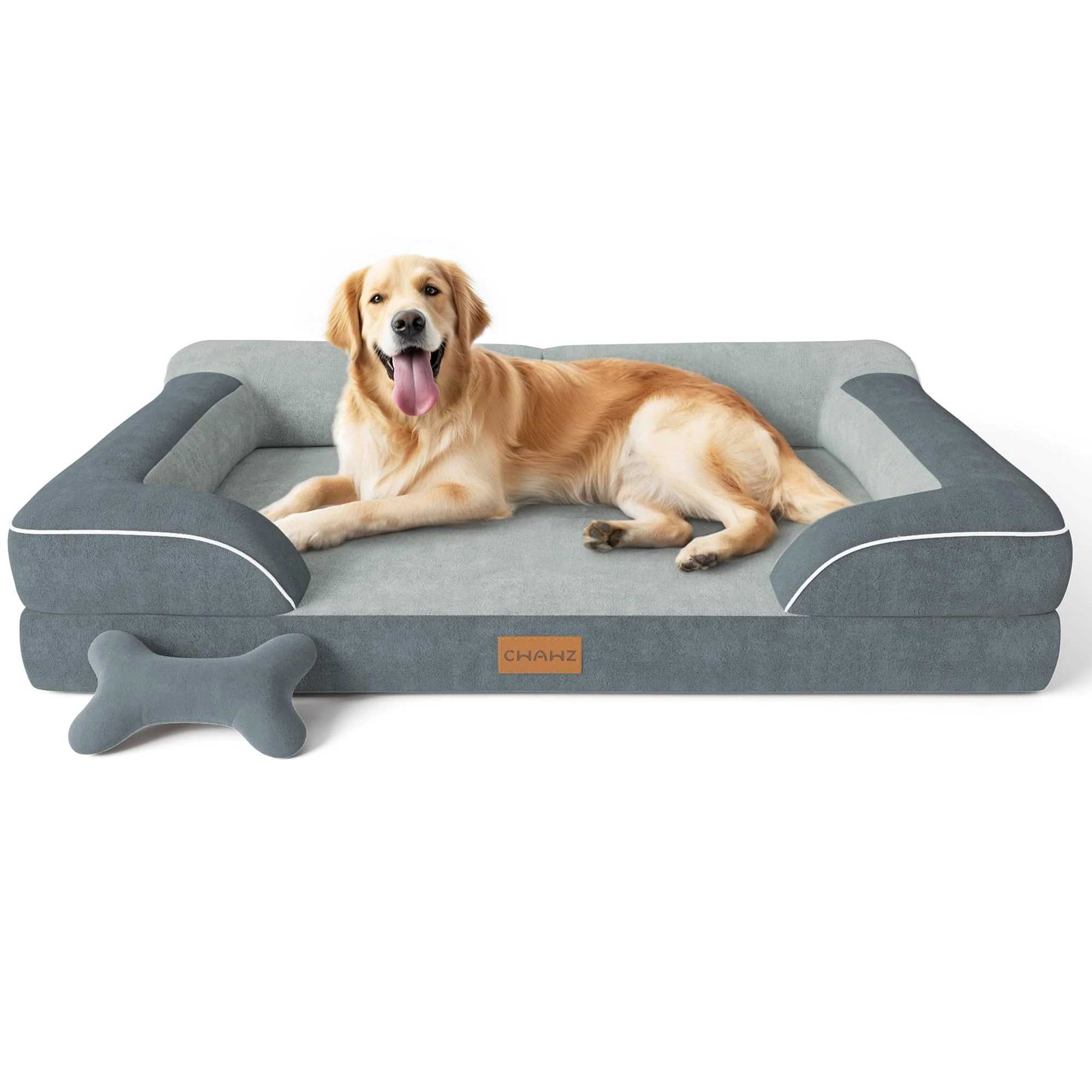 Stylish CWAWZ Extra Large Dog Bed – Orthopedic Cooling Gel Memory Foam 42-inch Dutch Velvet Waterproof Cover Carefully Designed