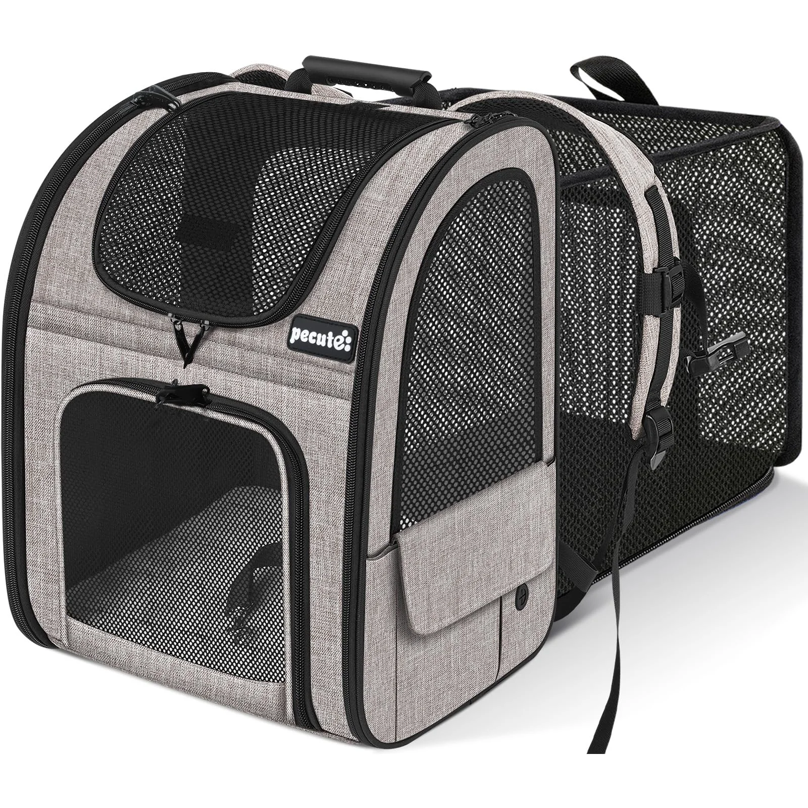 Casual Pecute Pet Carrier Backpack Expandable Breathable Mesh for Small Dogs Cats Up to 17 Lbs Organic