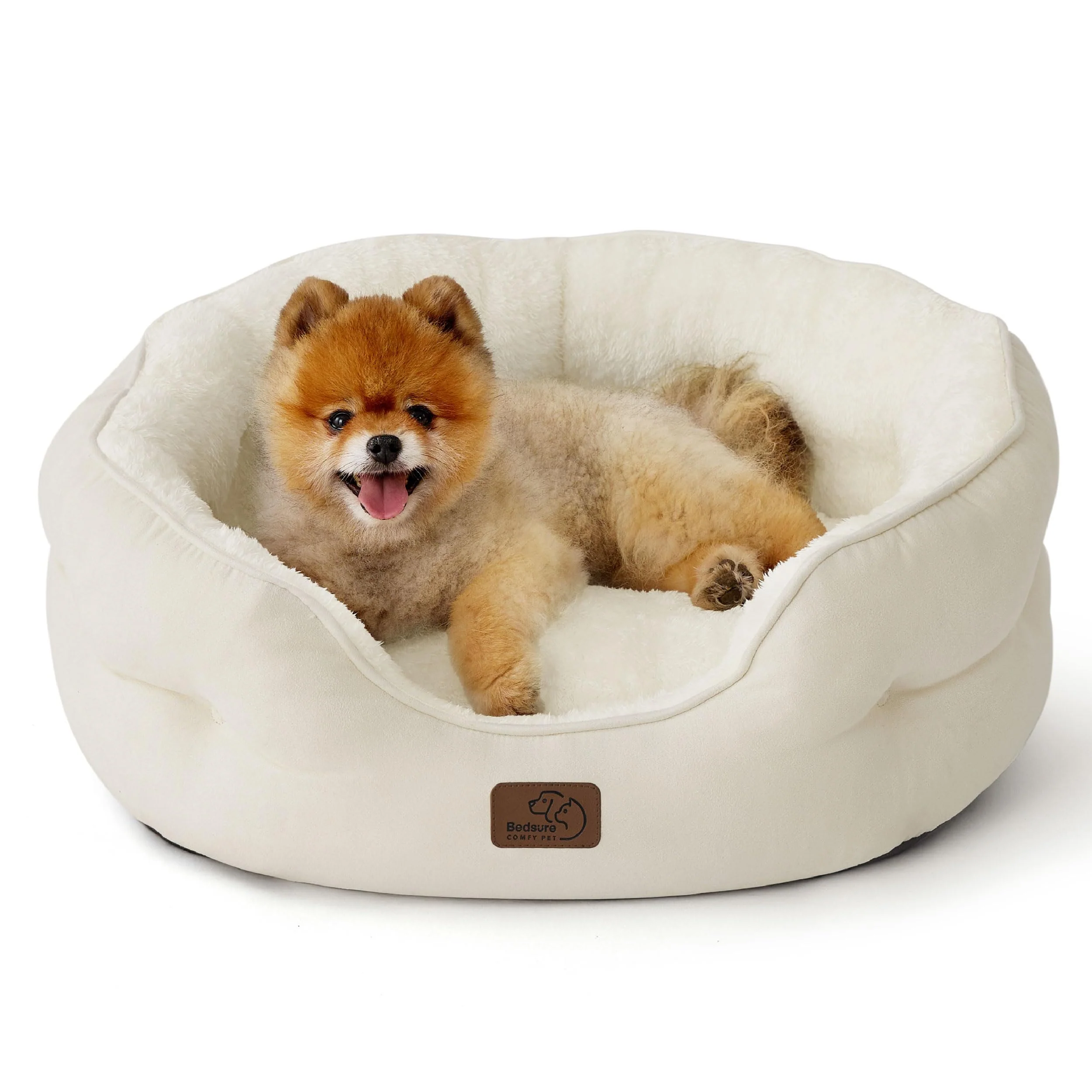 Excellent Bedsure 25-Inch Round Dog Bed Cat Bed – White Non-Slip Washable Responsible
