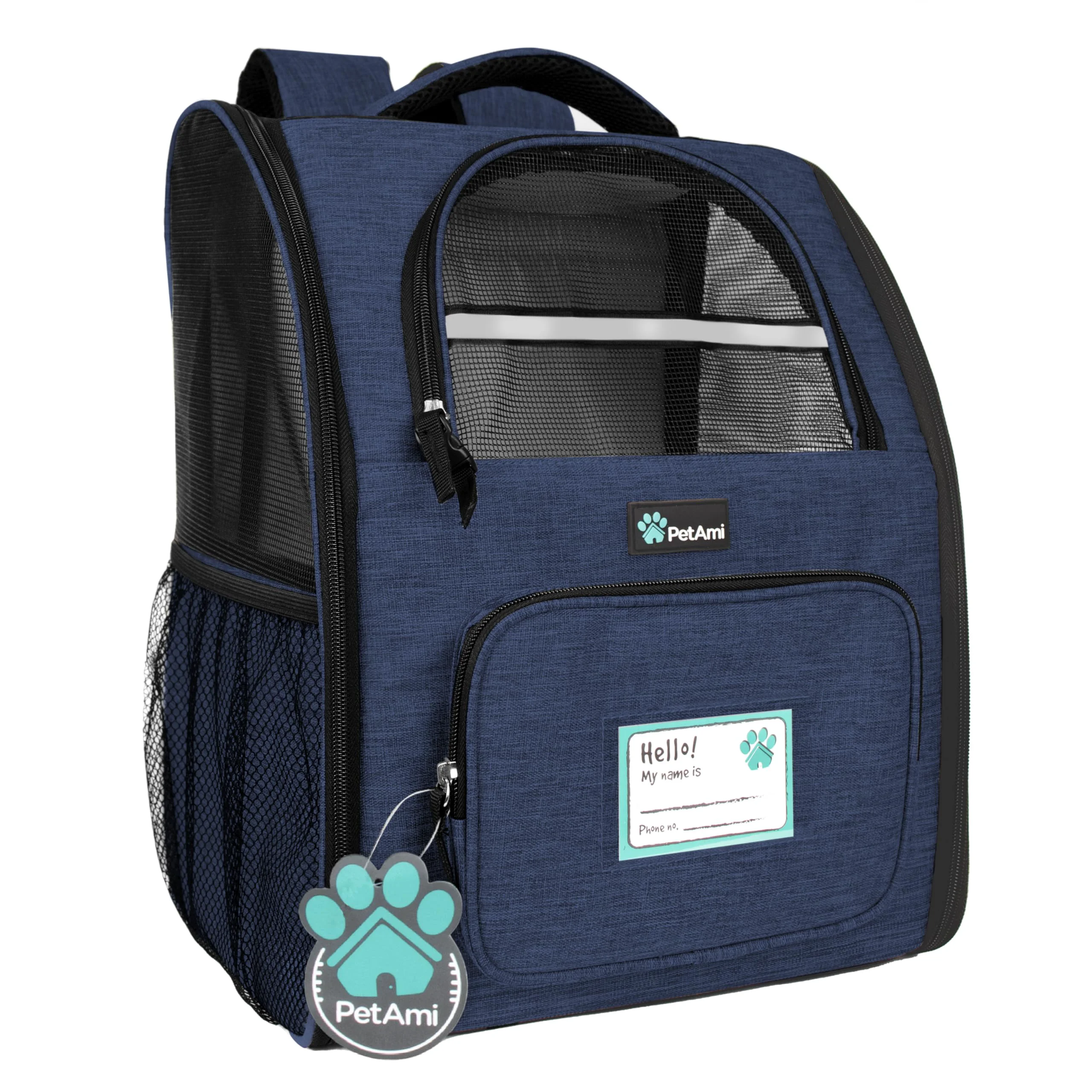 Secure PetAmi Dog Backpack Carrier for Pets Up to 18 lbs — Ventilated Airline Navy Safe