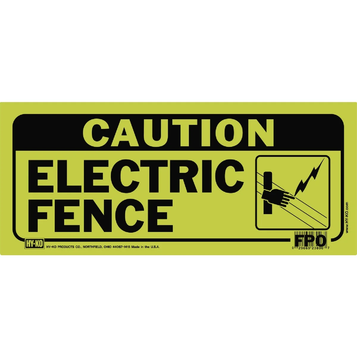 Natural Hy-Ko Plastic Sign Caution Electric Fence Easy-to-Use