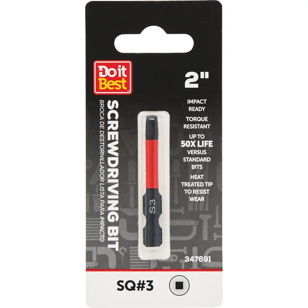 Elite Do it 3 Square Recess 2 In. Screwdriver Bit Verified