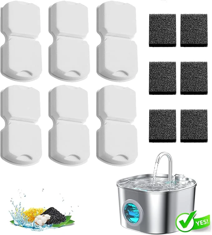 High-End Cat Water Fountain Filter 6Pack Pet Fountain Filters of 6 Carbon Flexible
