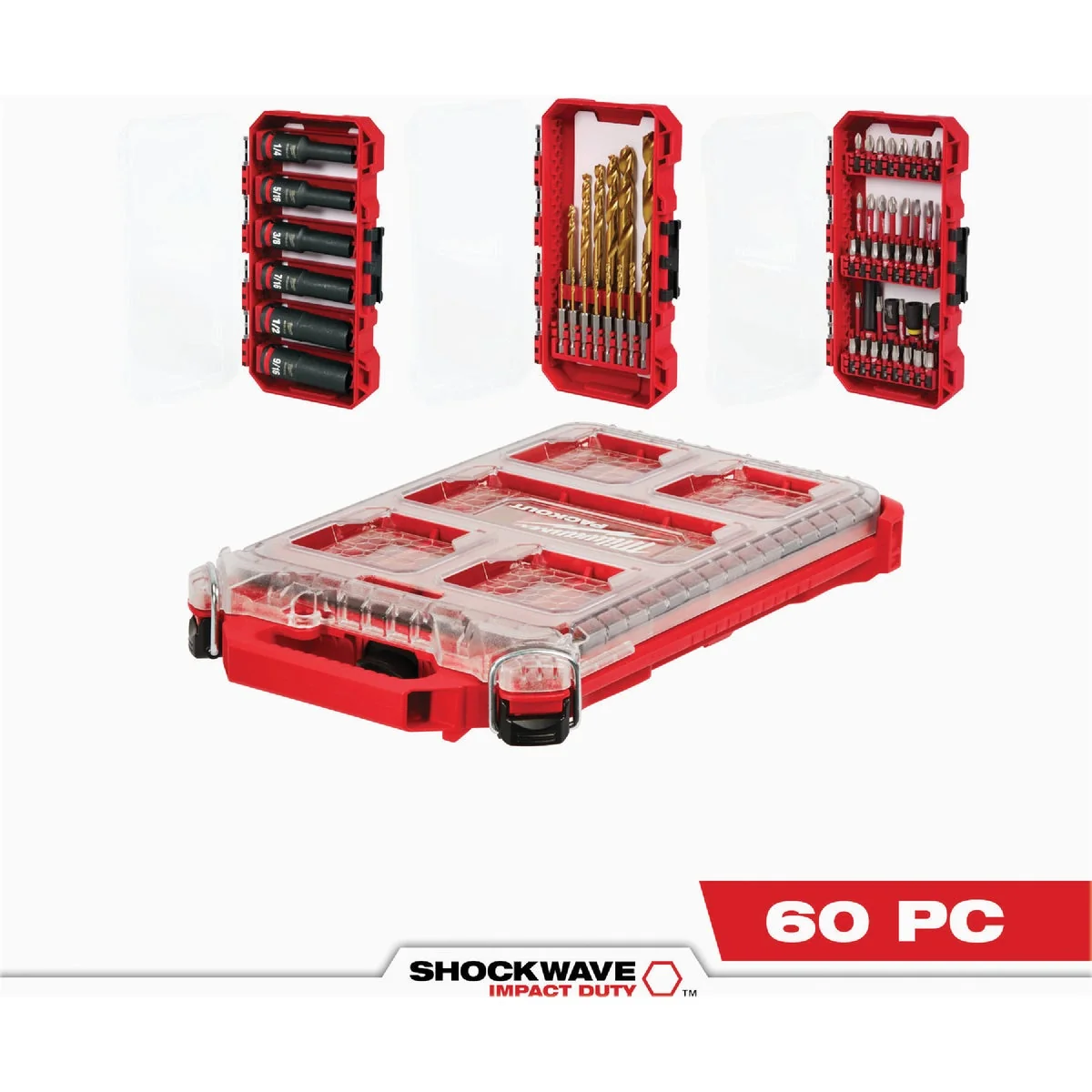 Lightweight Milwaukee SHOCKWAVE Impact Duty Drill Drive Set 60-Piece Smooth