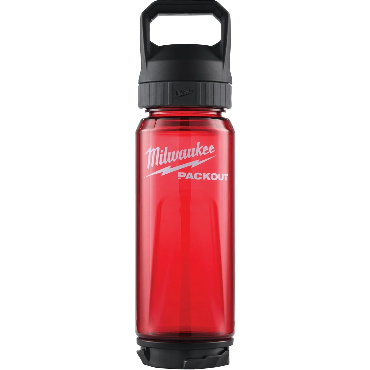 Solid Milwaukee PACKOUT 25 Oz. Plastic Bottle with Chug Lid Red Safe