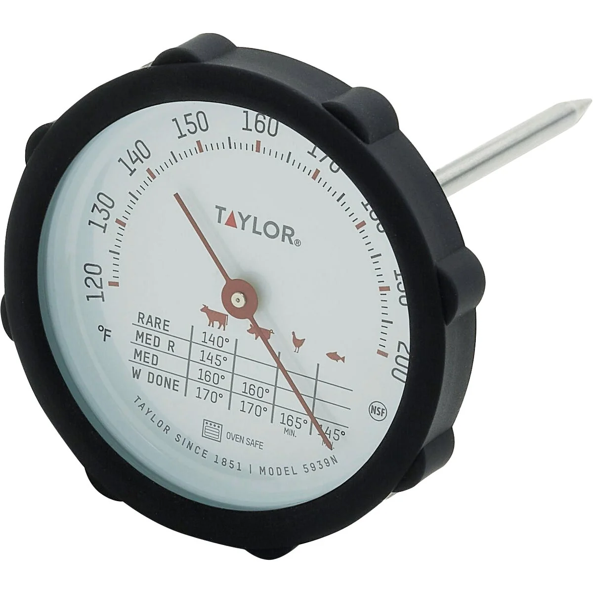 Versatile Taylor Black Rim Silicone Bumper Dial Meat Thermometer Healthy