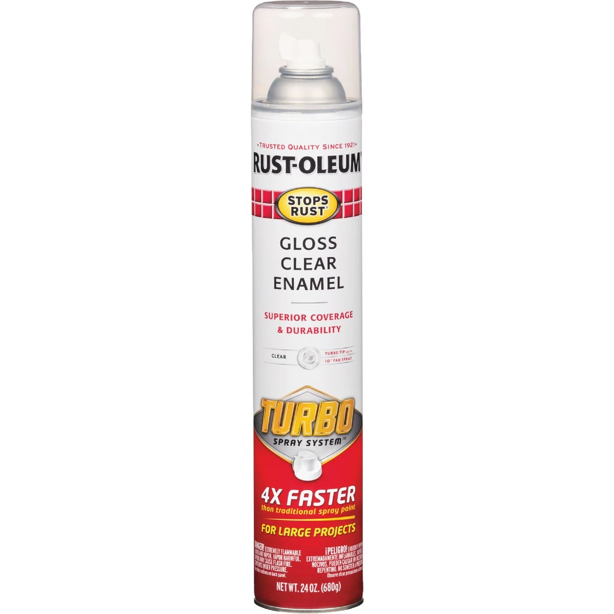 Proven Rust-Oleum Stops Rust 24 Oz. Gloss Clear Turbo Spray Paint Eco-Friendly
