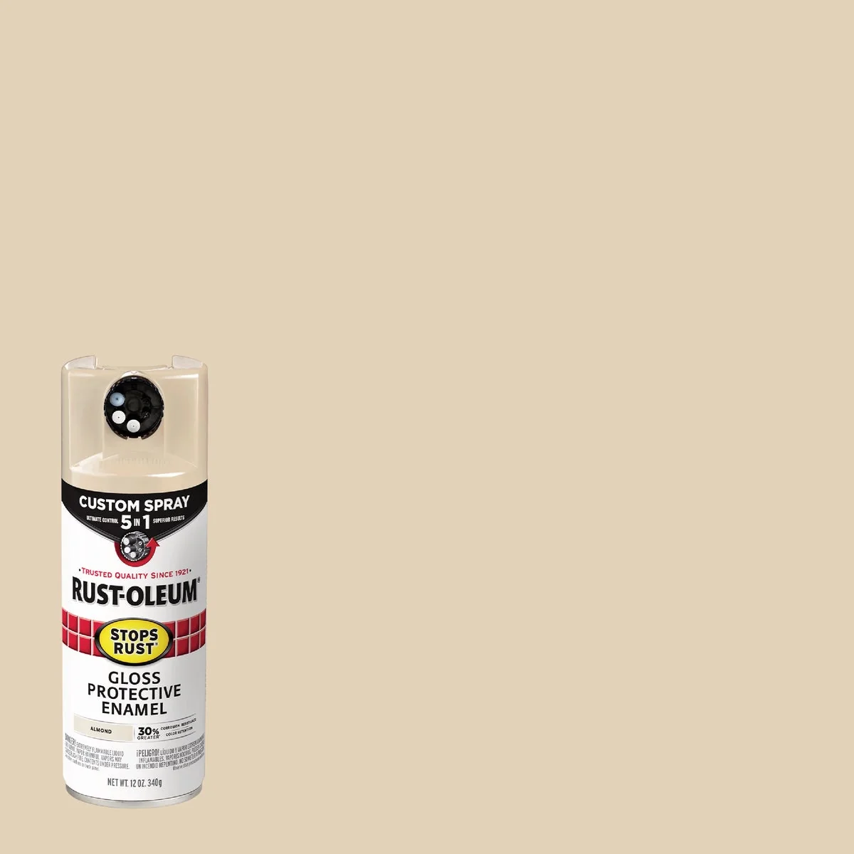 Eco-Friendly Rust-Oleum Stops Rust 12 Oz. Custom Spray 5 in 1 Gloss Spray Paint Almond Effective
