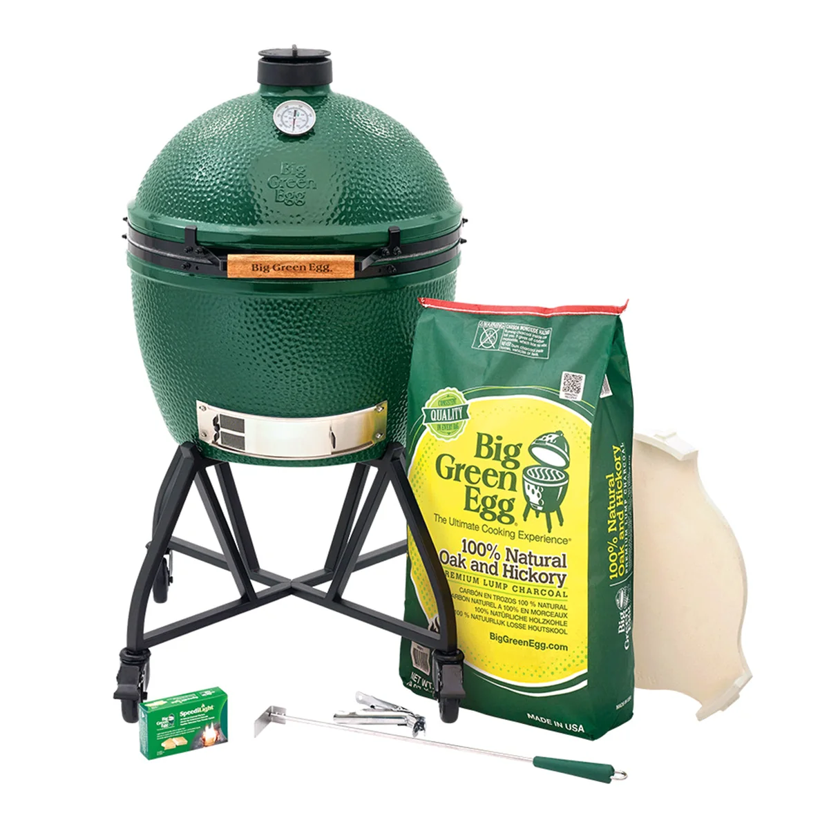 Pure XL Big Green Egg in an intEGGrated Nest Handler Package Natural