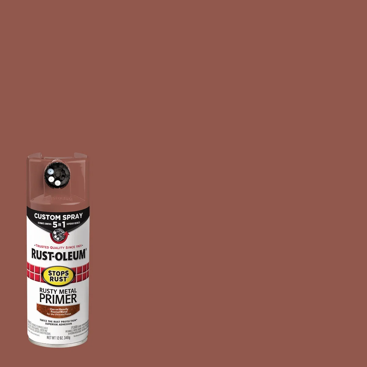 Natural Rust-Oleum Stops Rust 12 Oz. Custom Spray 5 in 1 Flat Rusty Metal Primer Brown Lightweight
