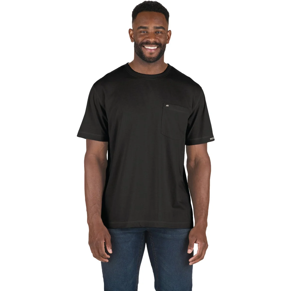 Lightweight Berne Performance Men’s 3XL Tall Black Short Sleeve Pocket T-Shirt Relaxed
