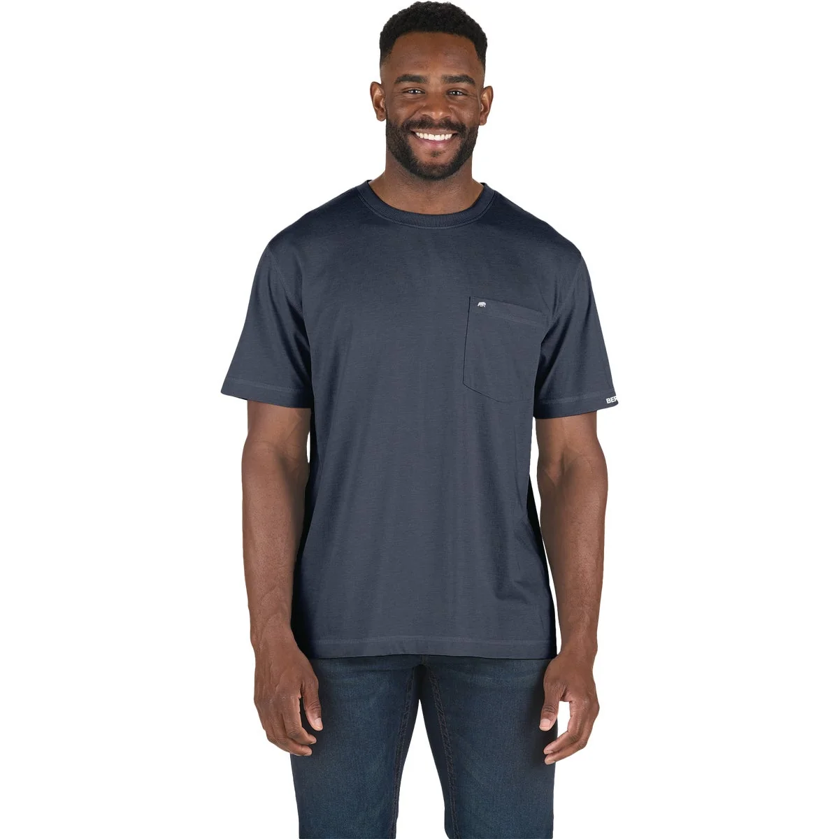 Efficient Berne Performance Men’s 4XL Tall Space Blue Short Sleeve Pocket T-Shirt Traditional
