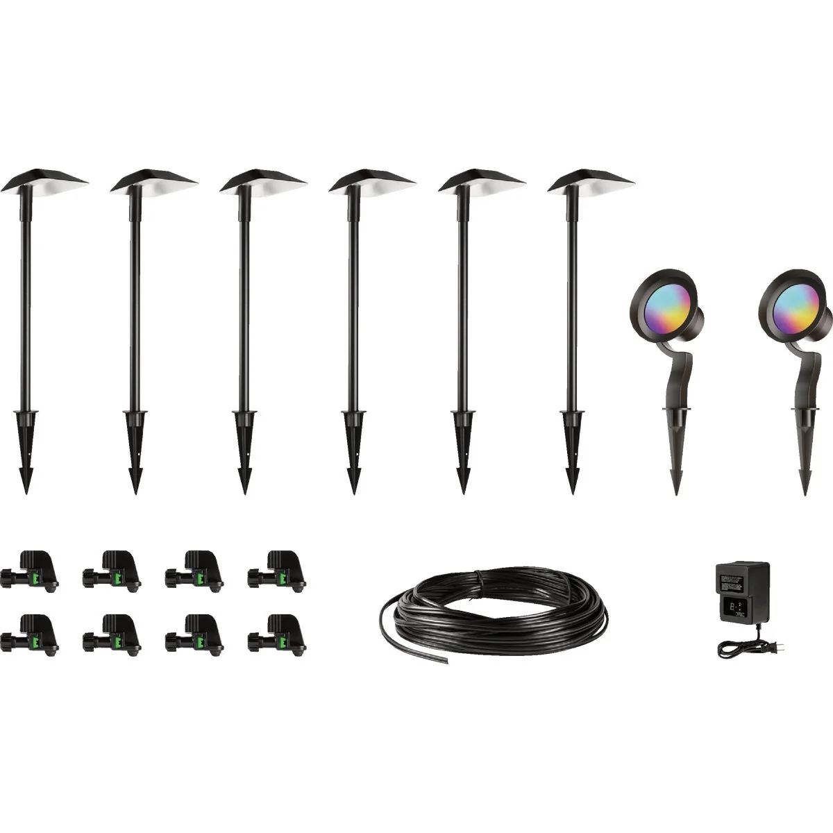 Prestigious Nebo LED Espresso All-Weather Metal Sleek Style Low Voltage Landscape Path Light Kit 8-Piece Pure