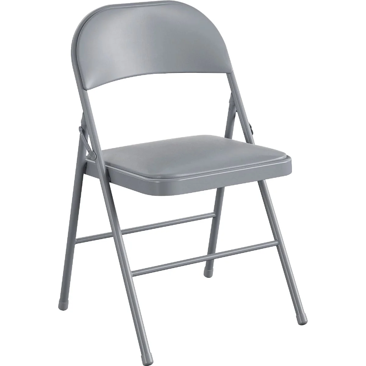 Practical COSCO Premium Gray Vinyl Padded Metal Folding Chair
