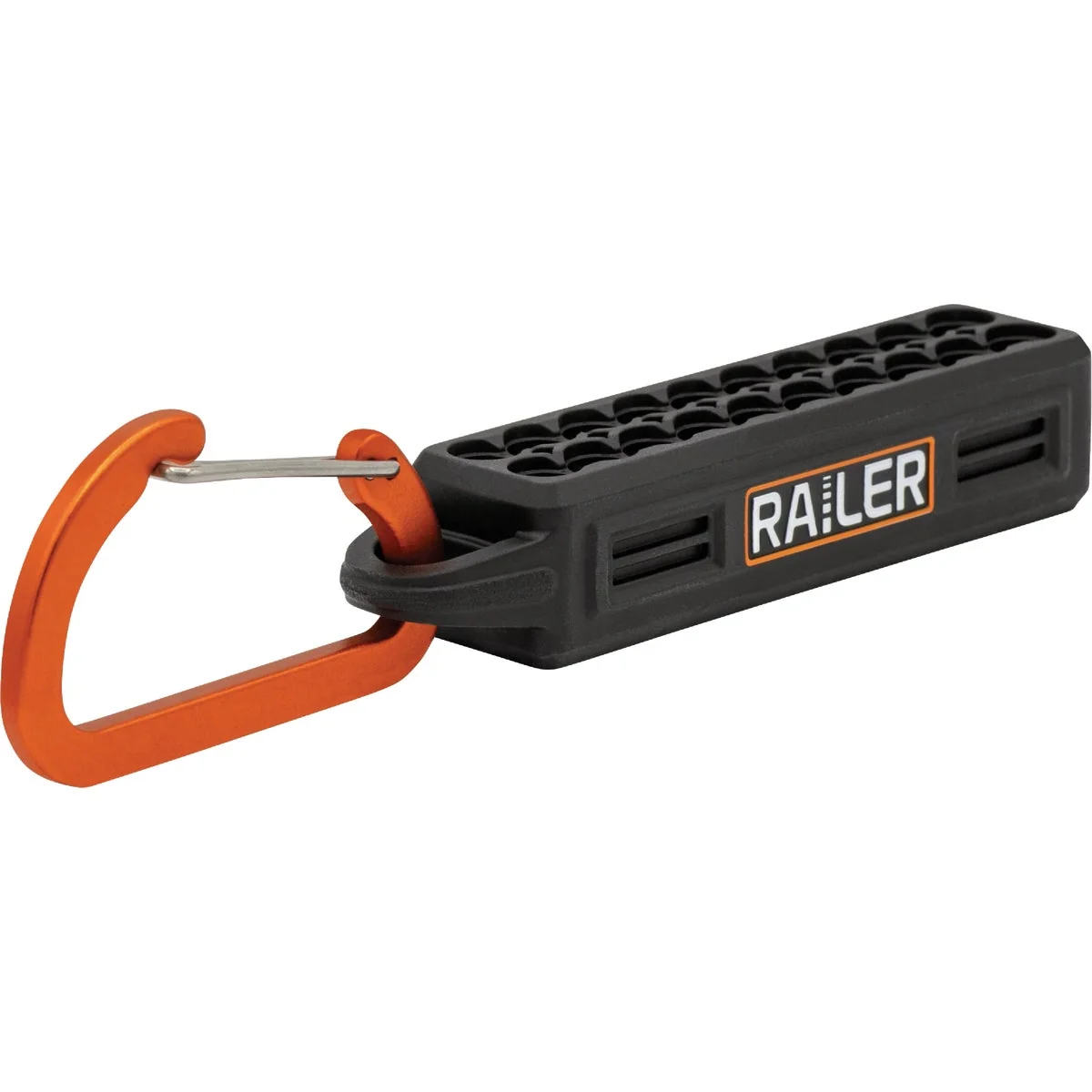 Lightweight Railer 20-Hole Mega Bitrail Black Bit Holder with Carabiner Casual