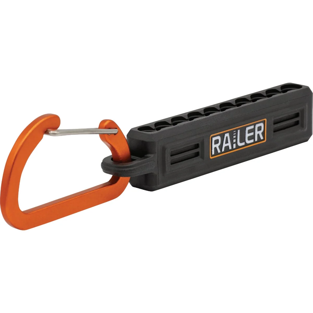 Easy-to-Use Railer 10-Hole Bitrail Black Bit Holder Storage Organizer with Carabiner Eco-Friendly