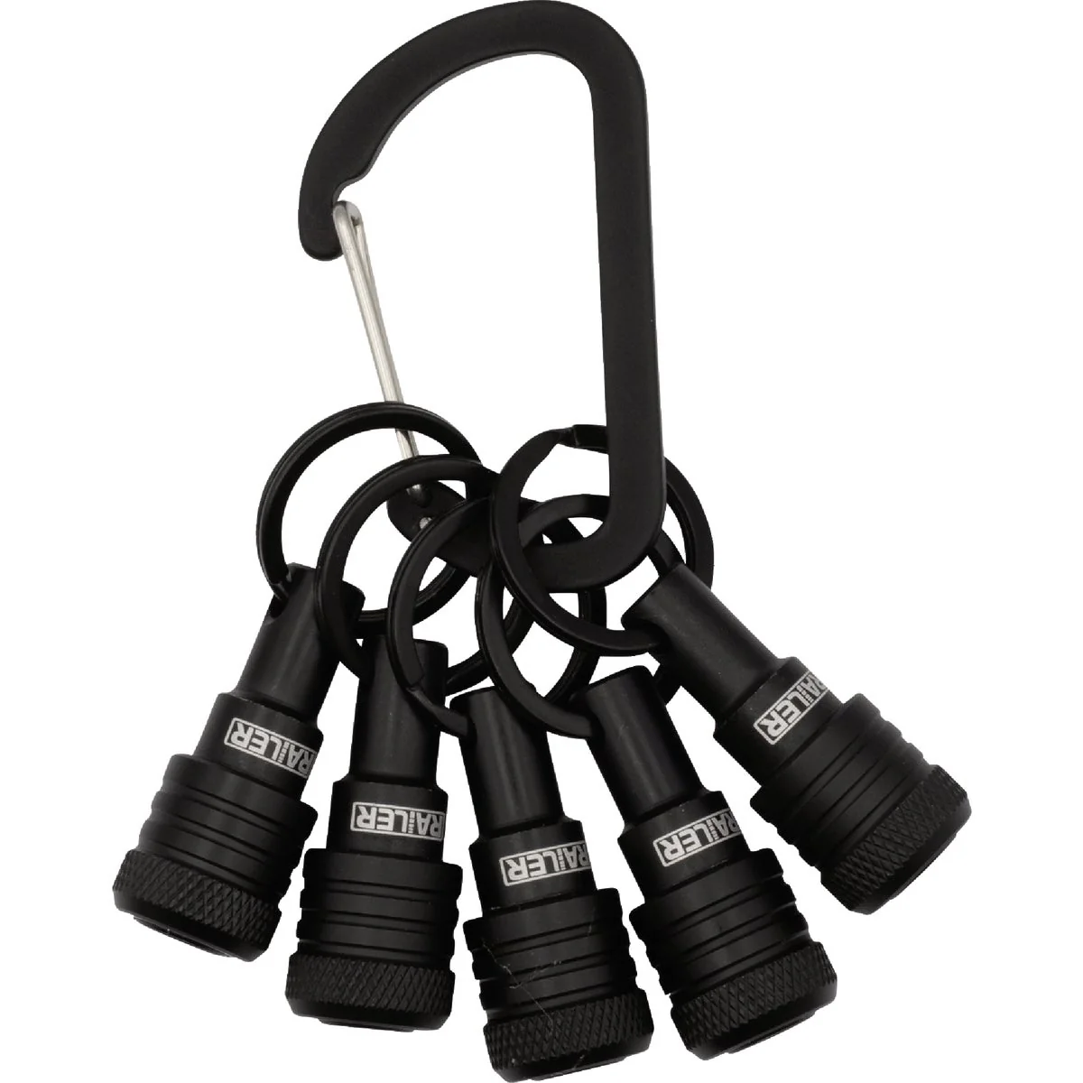 Exceptional Railer Bit Holder Keychain with 5 Black Hex Shank Bit Holders Trendy