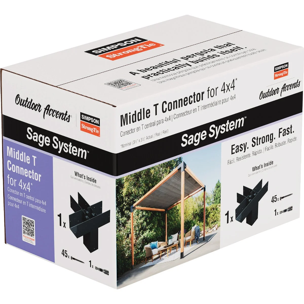 Elegant Simpson Strong-Tie Outdoor Accents Sage System Black Powder-Coated Middle-T Connector for 4×4 with Screws Versatile