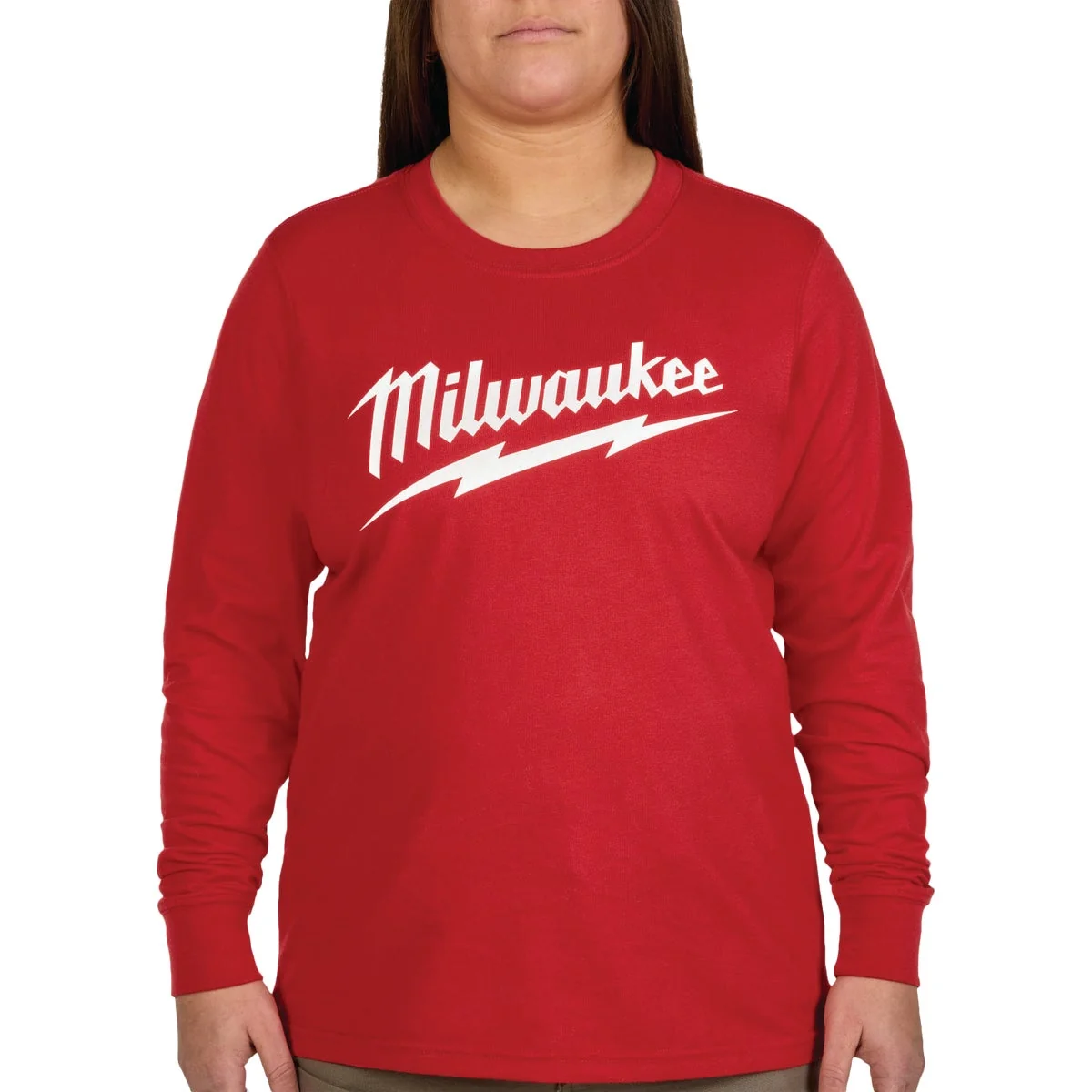 Premium Milwaukee GRIDIRON Women’s Large Red Long Sleeve Logo T-Shirt Fine