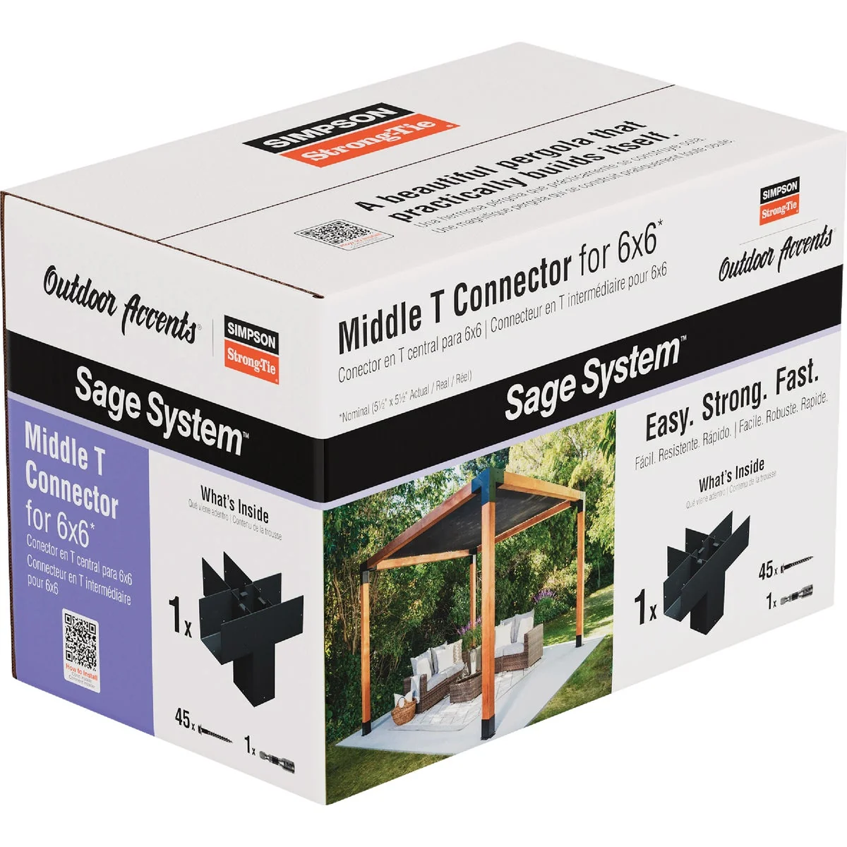 Recyclable Simpson Strong-Tie Outdoor Accents Sage System Black Powder-Coated Middle-T Connector for 6×6 with Screws Genuine