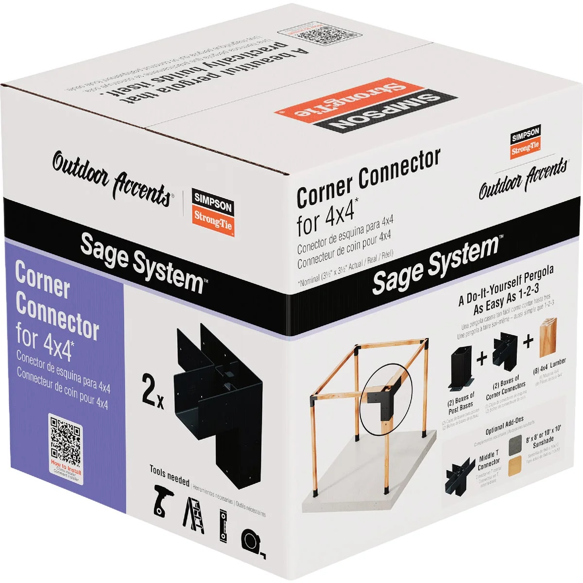 Enhanced Simpson Strong-Tie Outdoor Accents Sage System Black Powder-Coated Corner Connector for 4×4 with Screws 2-Pack Genuine