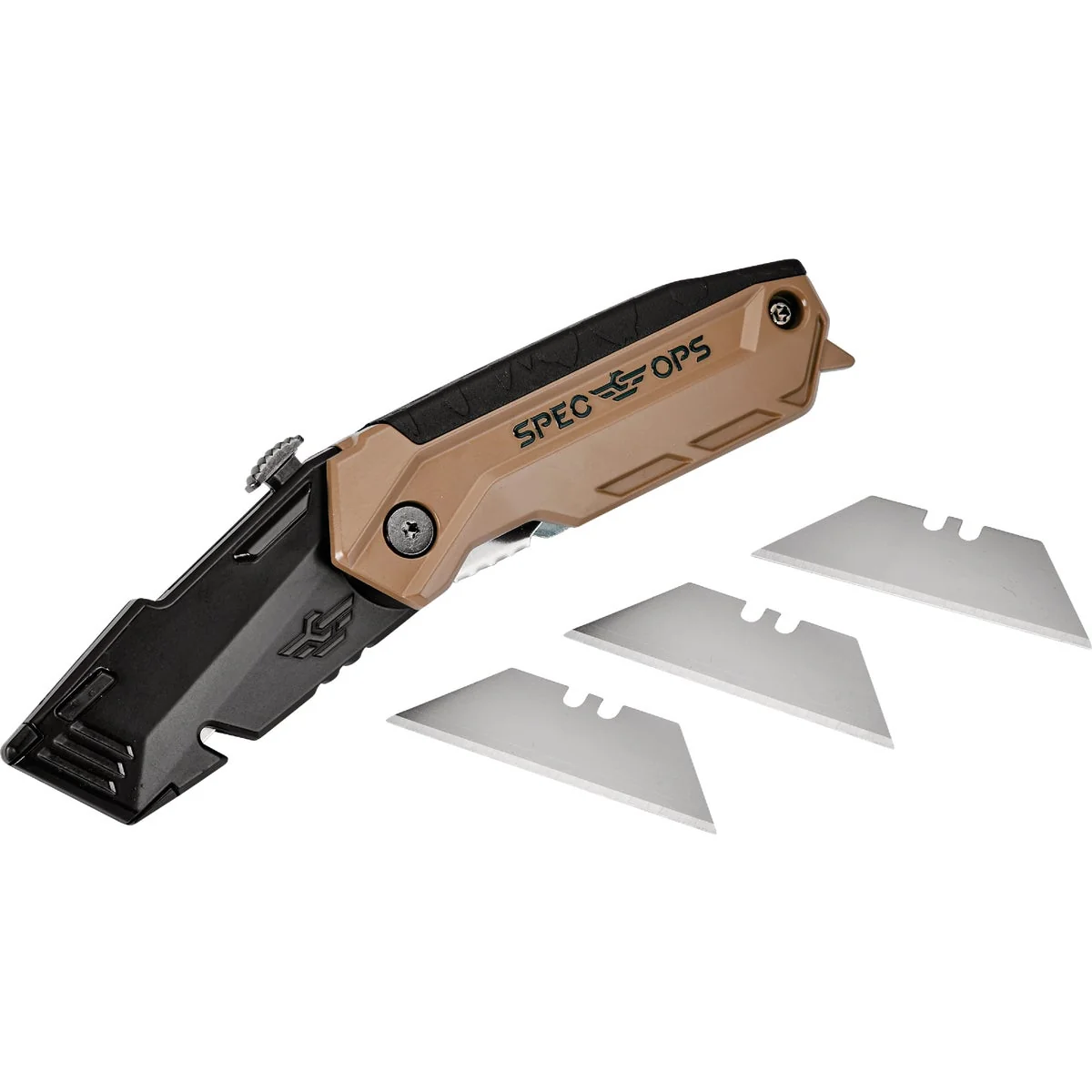 Excellent Spec Ops Retractable-Blade Folding Utility Knife with 3 Blades Practical