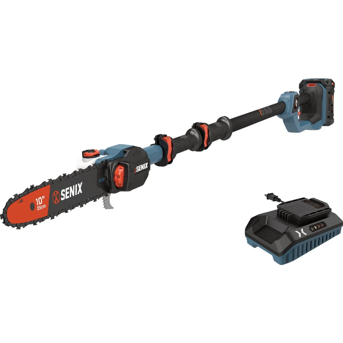 Original Senix X6 60V Max 10 In. Brushless Cordless Pole Saw Kit with 3.0 Ah Battery Charger Lightweight