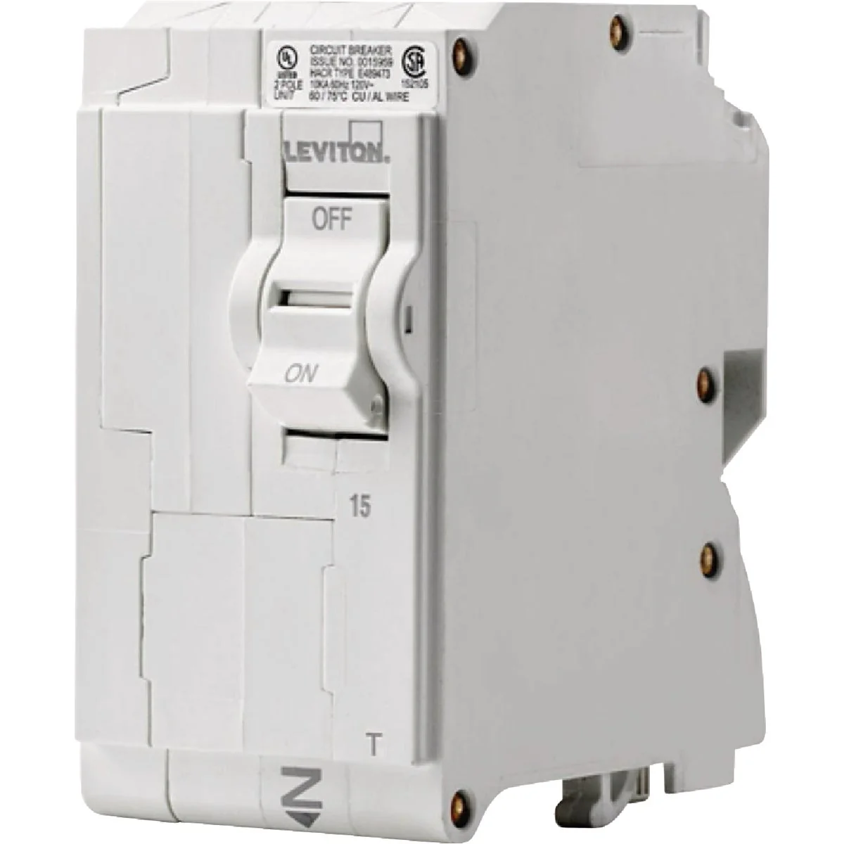 Responsible Leviton 15A Double-Pole Plug-On Standard Branch Thermal Magnetic Trip Circuit Breaker Healthy