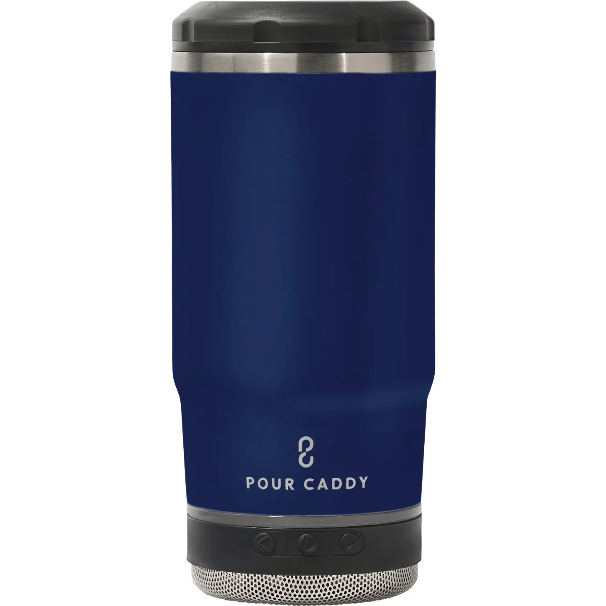 User-Friendly Pour Caddy Chill Brew 14 Oz. Navy Blue Insulated Drink Holder with Speaker Functional