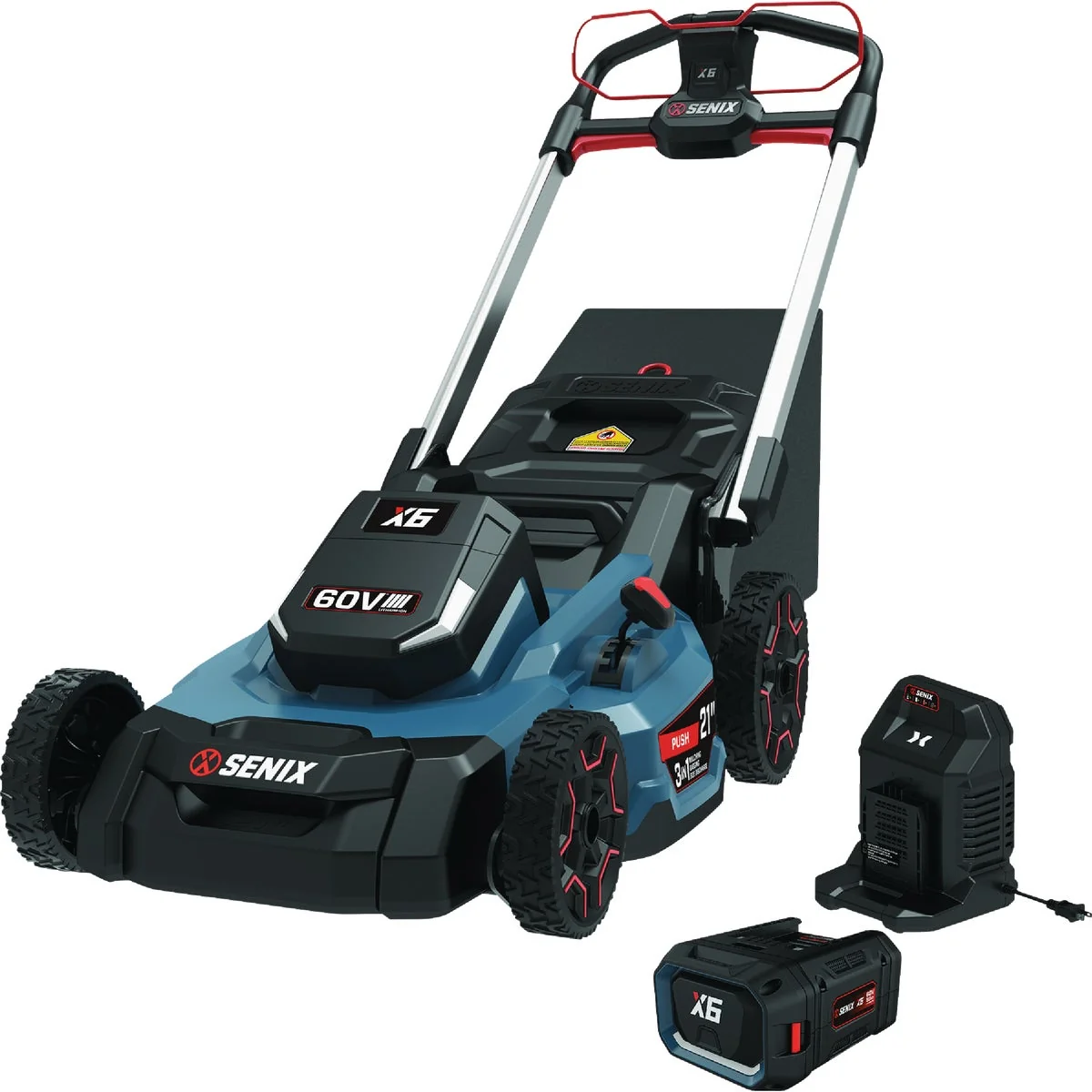 Natural Senix X6 60V Max 21 In. Brushless Cordless Push Lawn Mower Kit with 6.0 Ah Battery Charger Proven