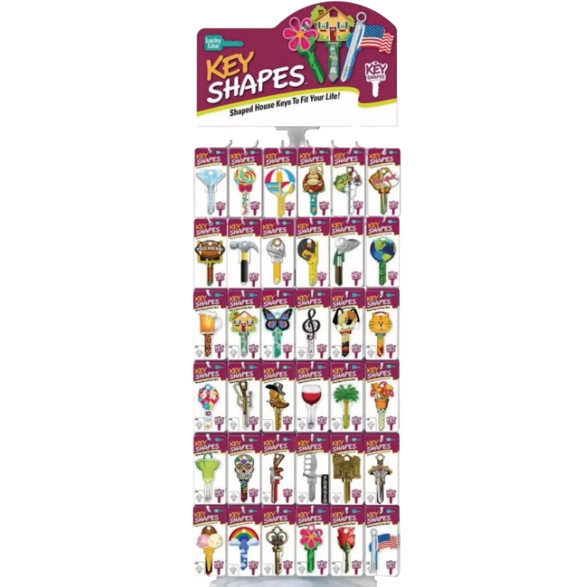 Safe Lucky Line Key Shapes Revolving Counter Display with Extension 360-Piece Advanced