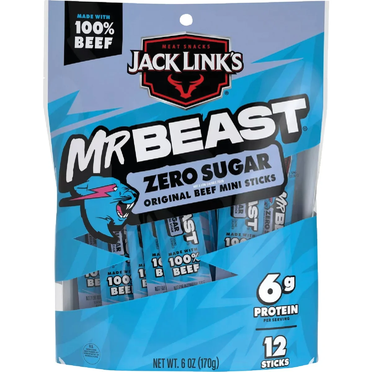 Efficient Jack Links 6 Oz. Zero Sugar Beef Sticks 12-Pack Reliable