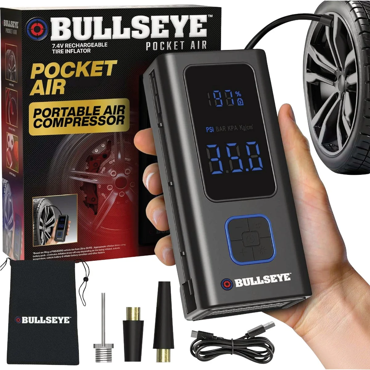 Artisan Bullseye 7.4V Pocket Air Rechargeable Tire Inflator Functional