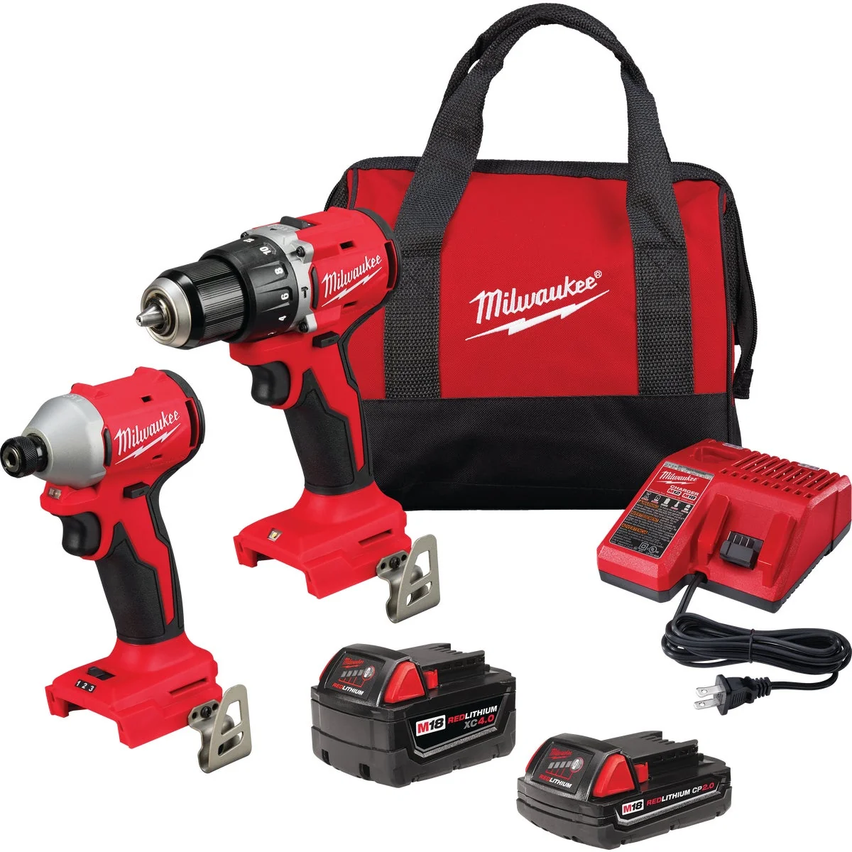 Expertly Made Milwaukee M18 2-Tool Brushless Cordless Compact Drill Driver Compact Impact Driver Combo Kit with 2 Batteries Charger Luxury