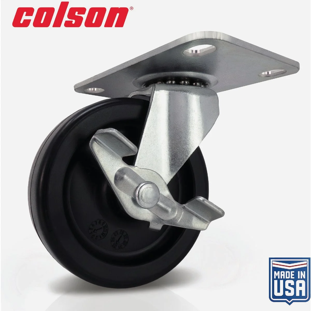 High-Performance Colson 3 In. Black Polypropylene Swivel Plate Caster with Locking Brake Expertly Made