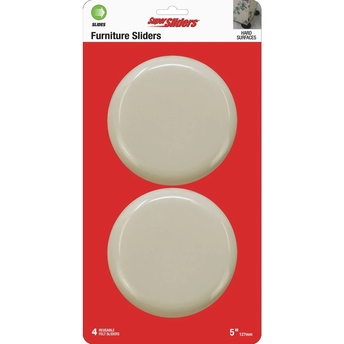 Responsible Super Sliders 5 In. Beige Round Felt Furniture Sliders 4-Pack Practical